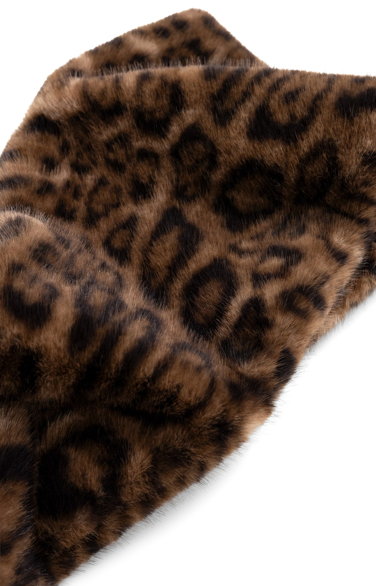 Faux fur scarf with leopard print - Cocoa Brown Dessin