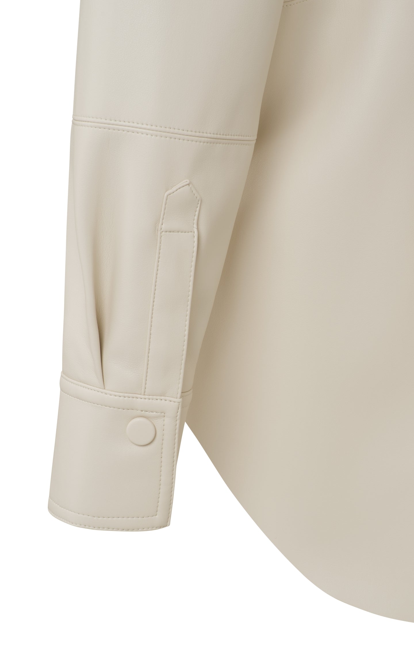 Faux leather blouse with long sleeves and blind placket