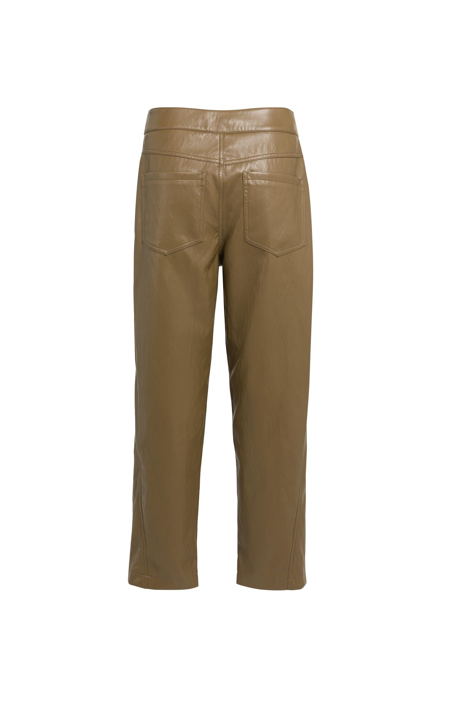 Faux leather carrot fit trousers