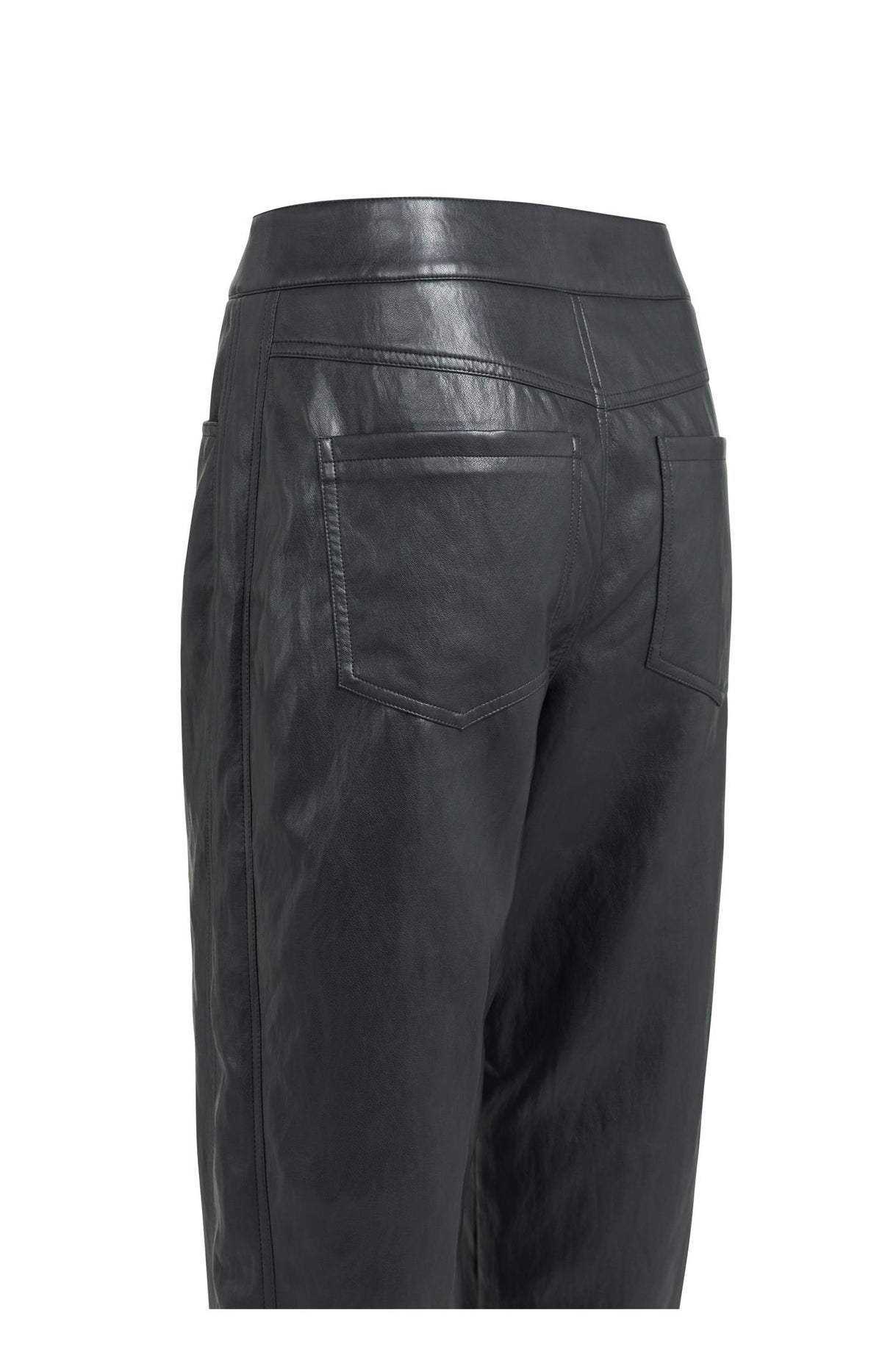 Faux leather carrot fit trousers