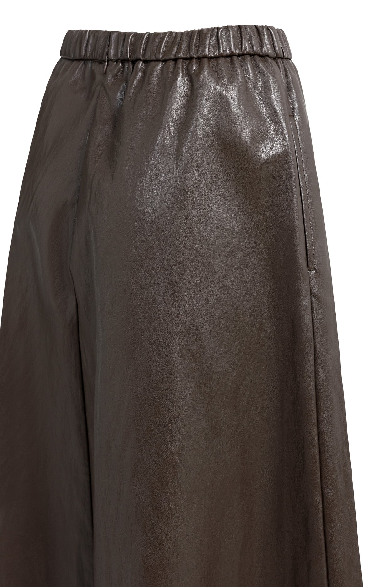 Faux leather midi skirt with pockets - Delicioso Brown