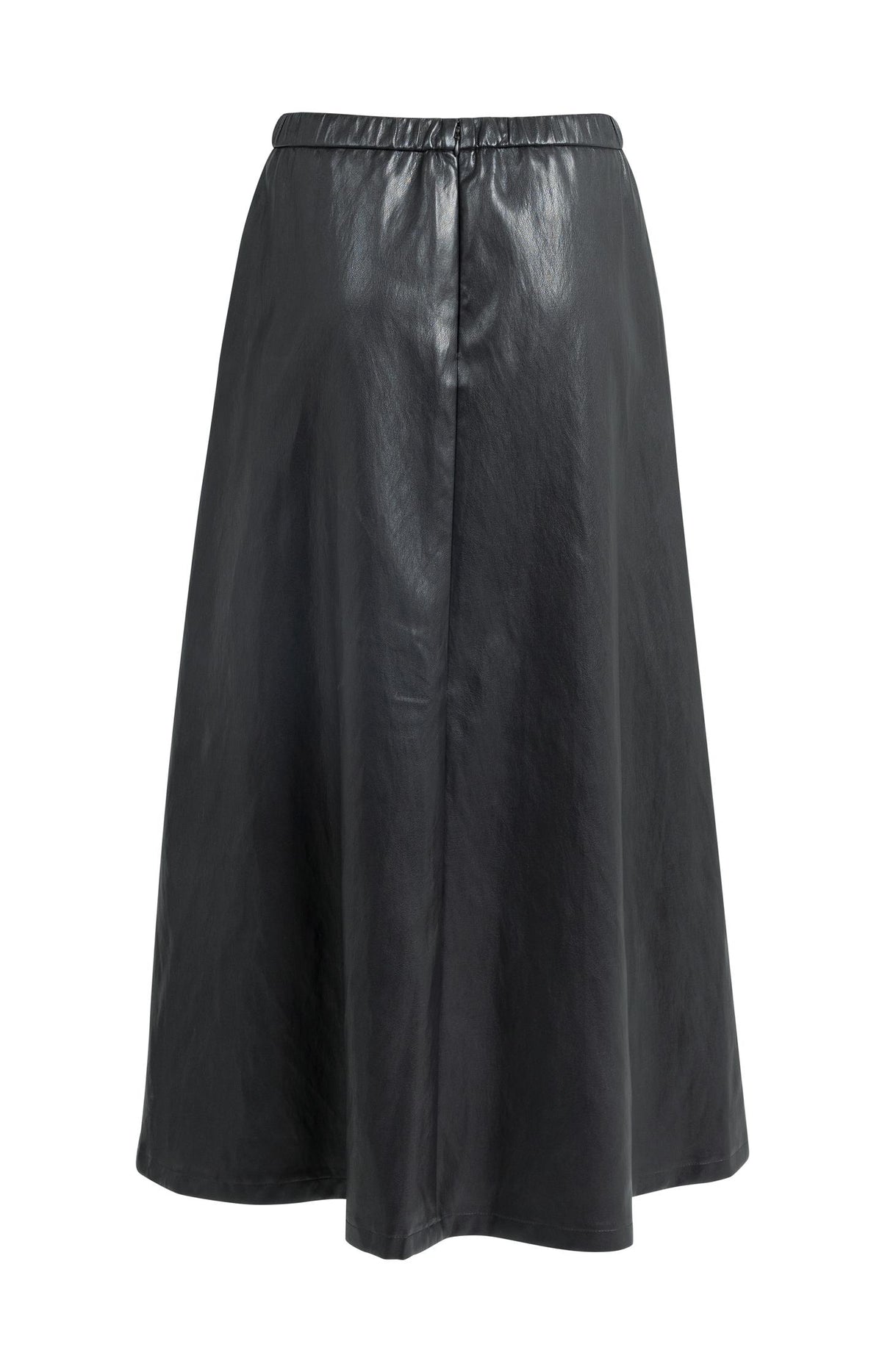 Faux leather midi skirt with pockets - Hole Black