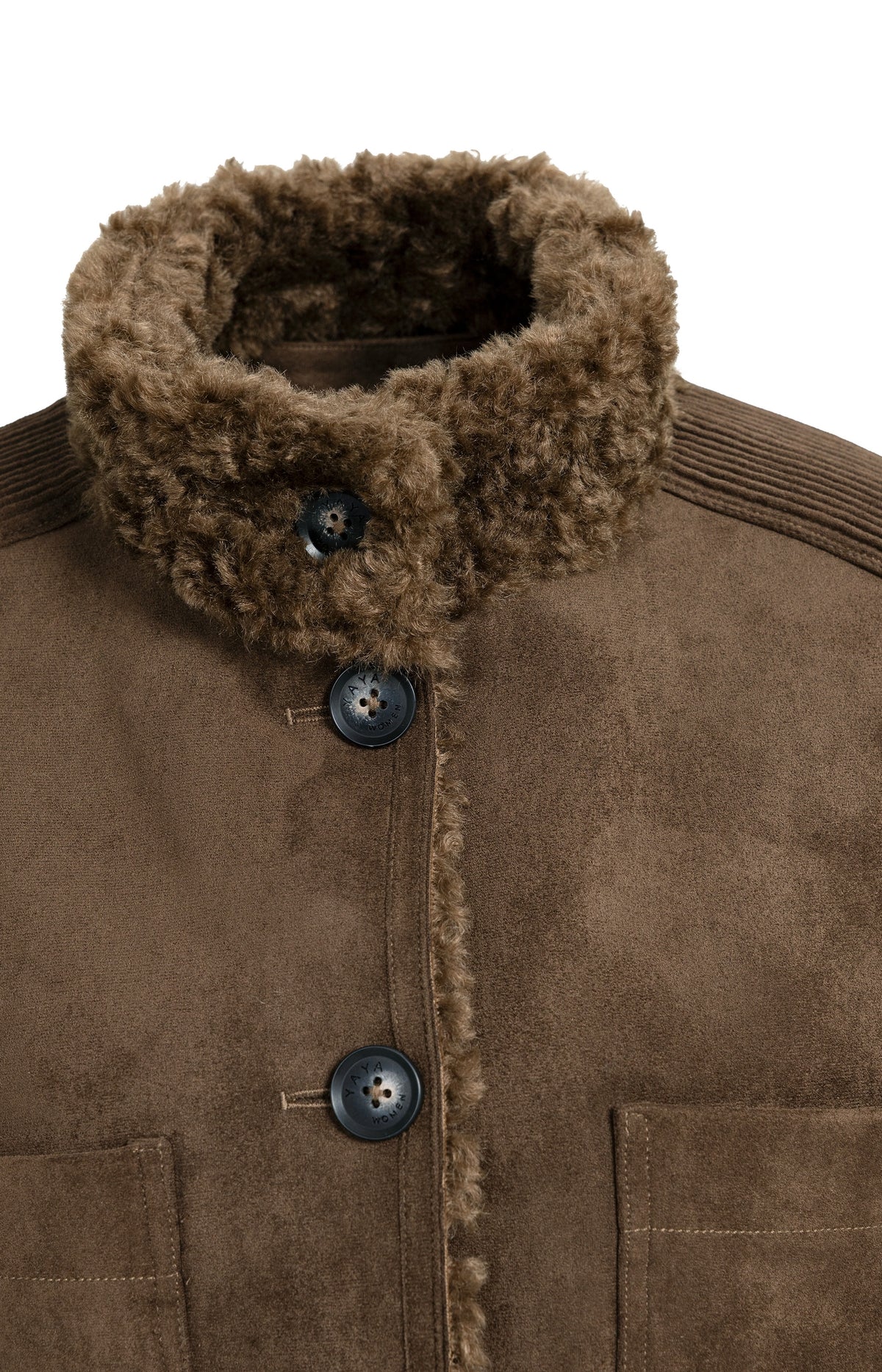 Faux shearling bodywarmer with cord details - Brown