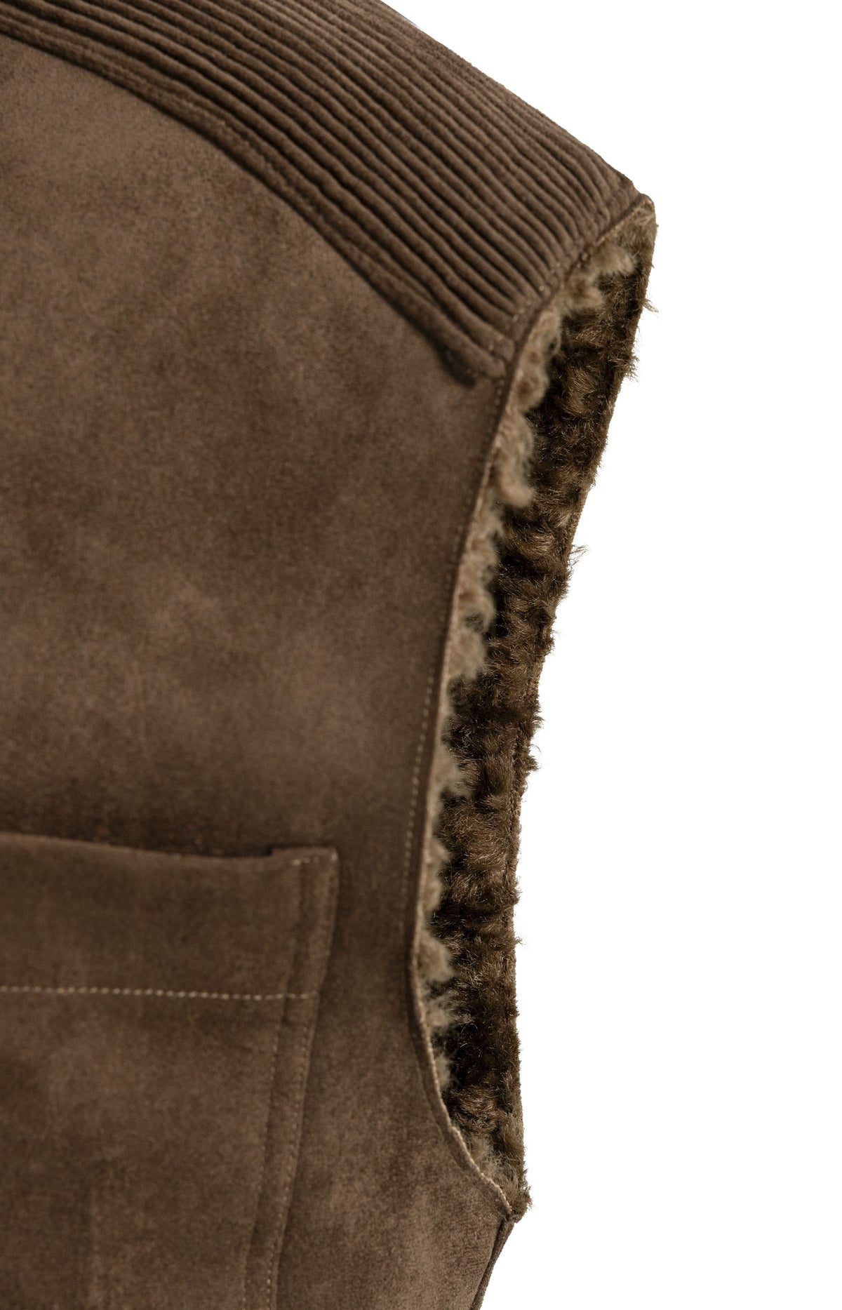 Faux shearling bodywarmer with cord details - Brown