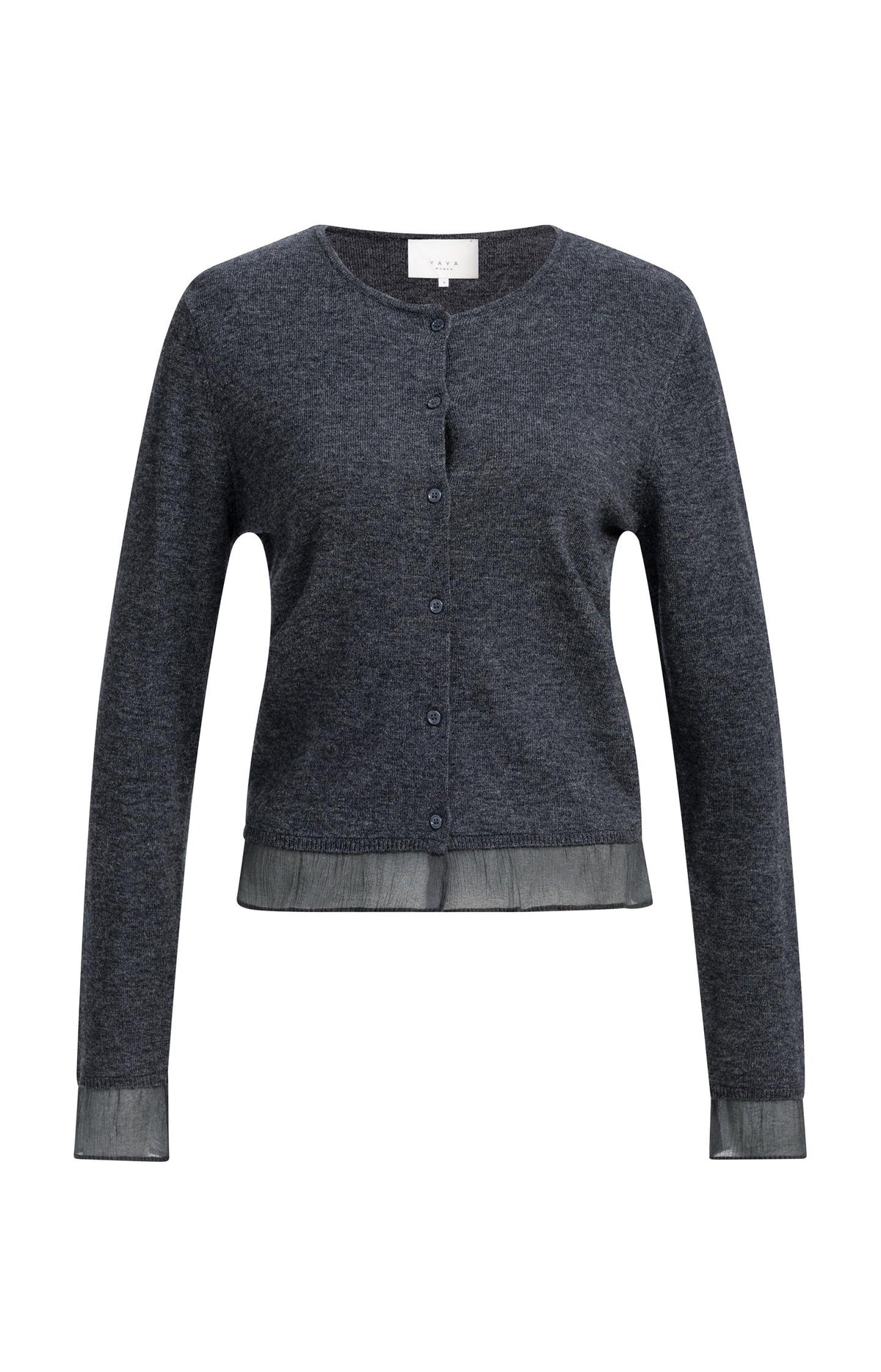 Fine-knit cardigan with button closure - Dark Anthracite Melange