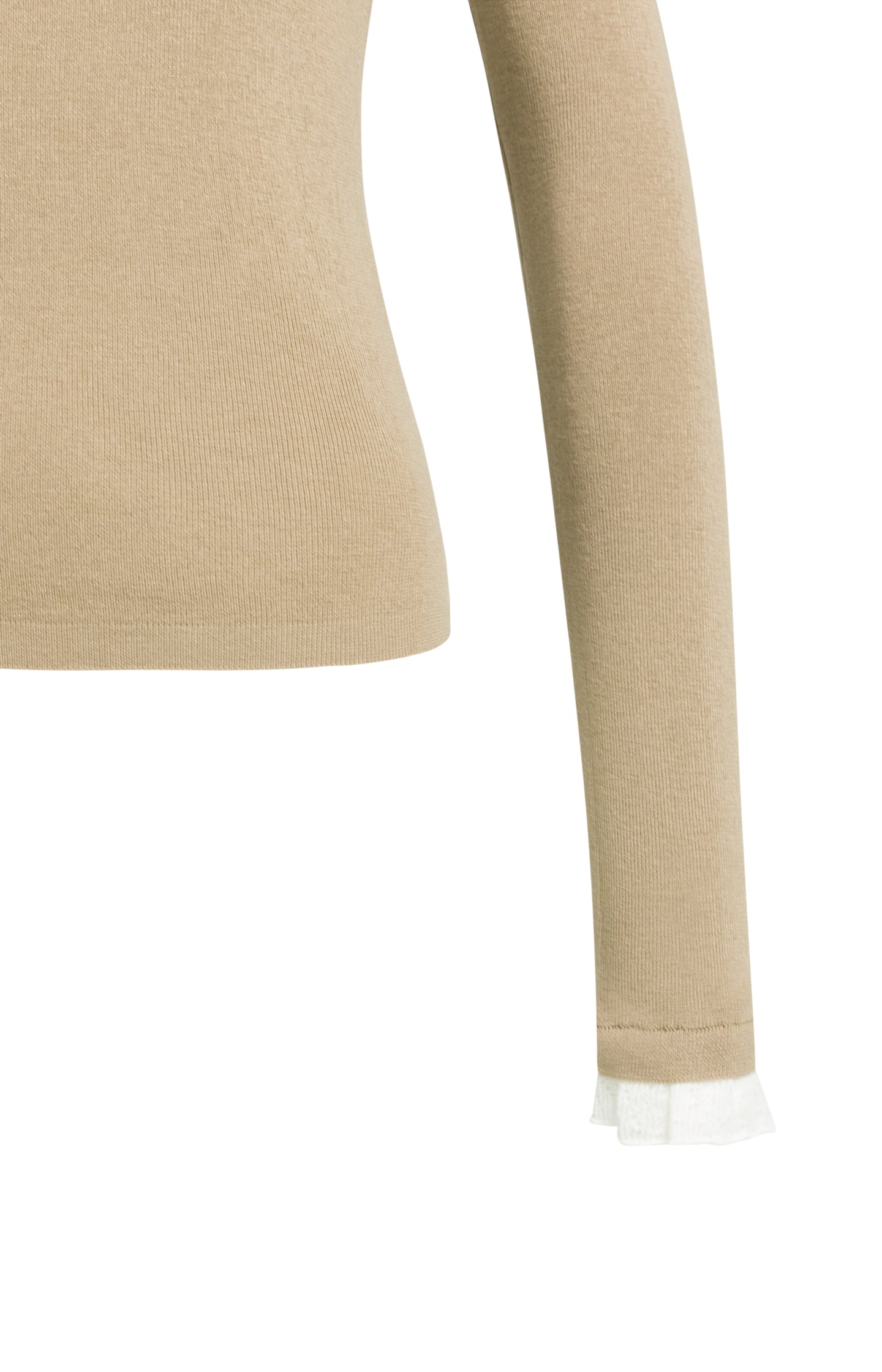 Fine knit rib top with ruffle details