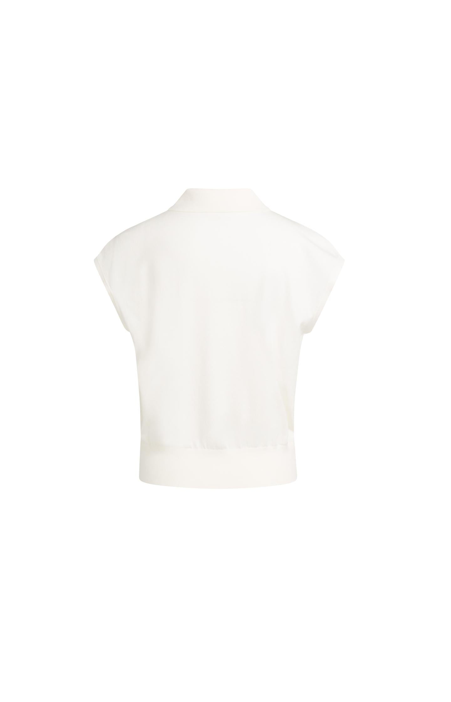 Fine-knit sleeveless polo