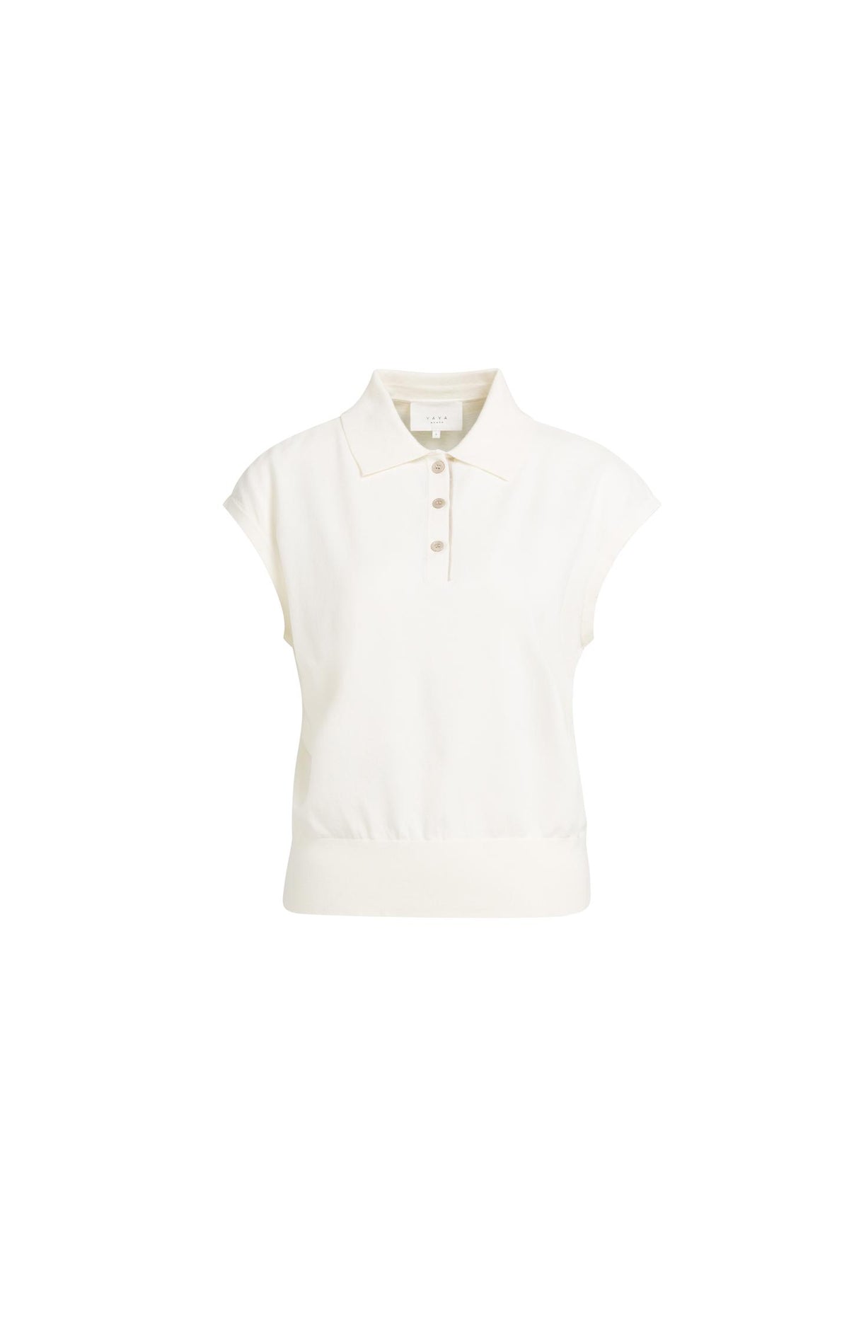 Fine-knit sleeveless polo - Pink