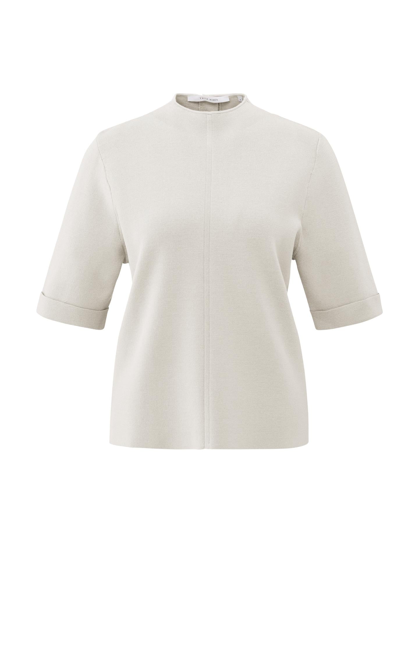 Fine knit sweater with back button detail and short sleeves - Type: product