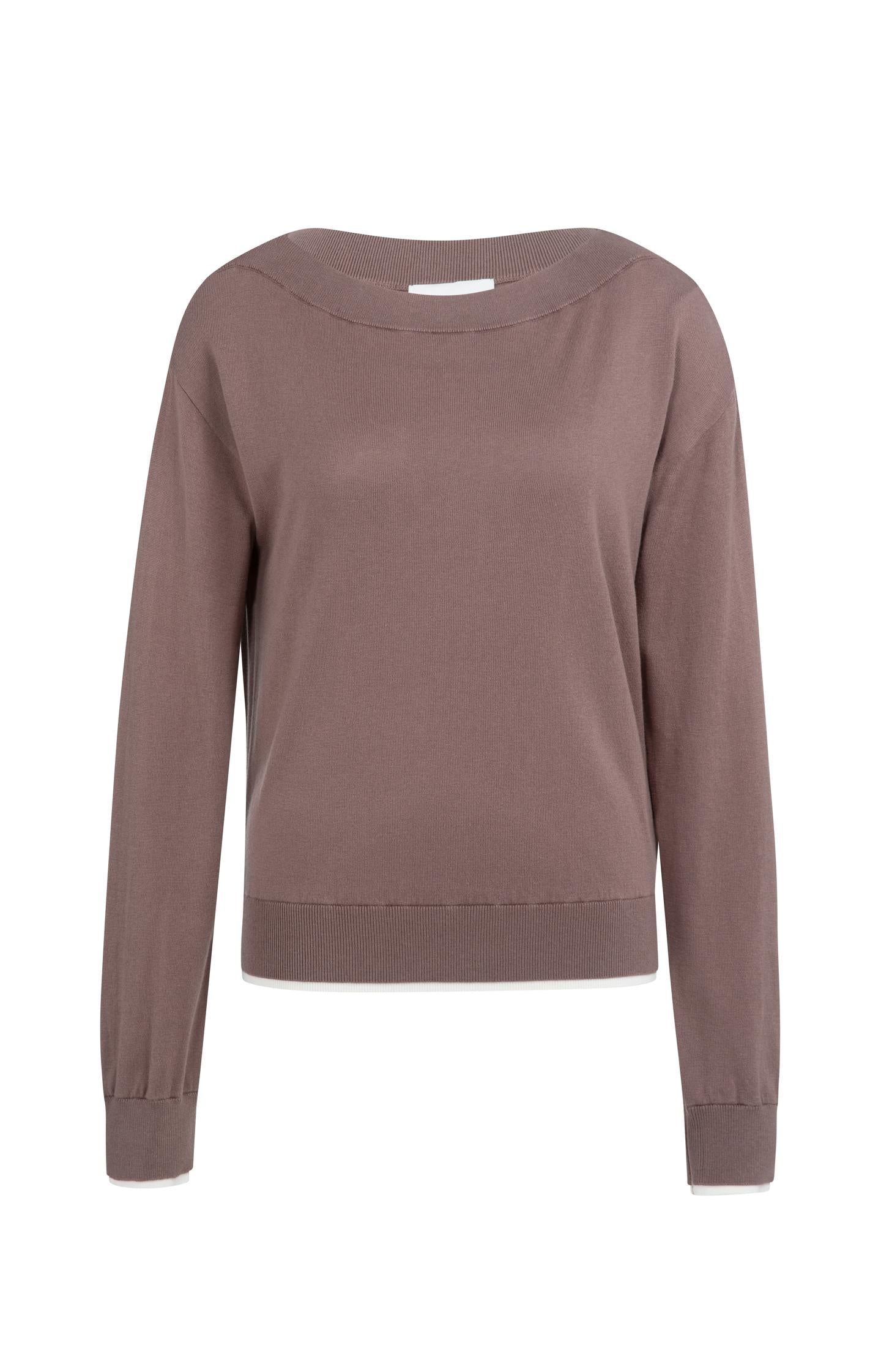 Fine knit sweater with boat neckline and long sleeves - Type: product