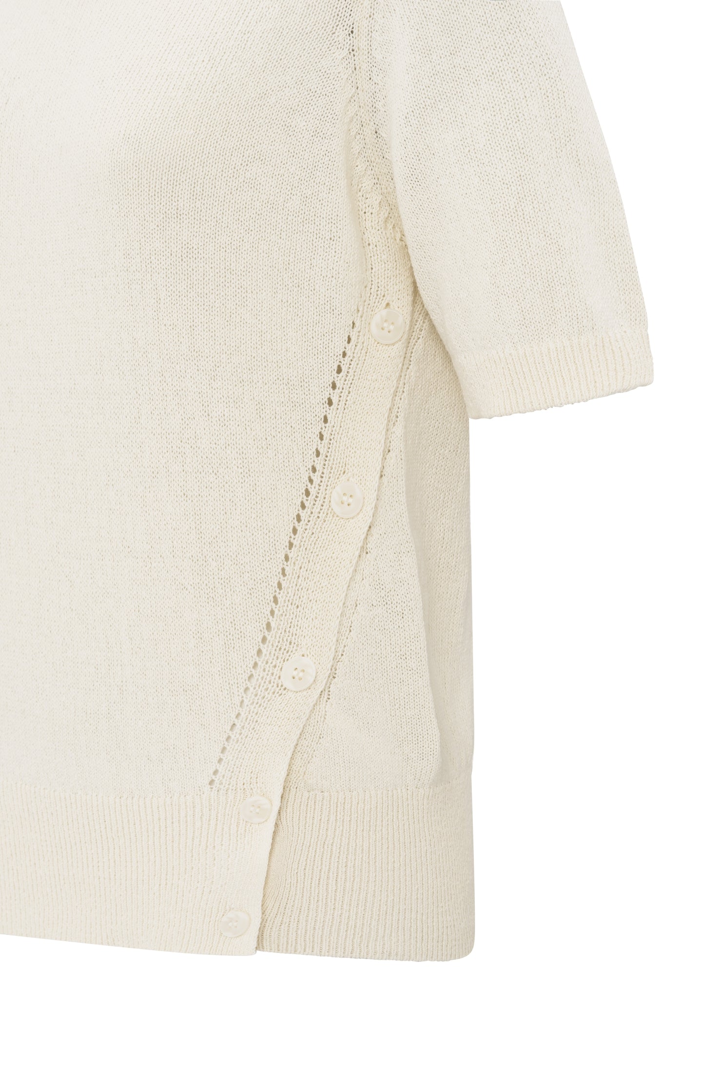 Fine knit sweater with boat neckline and short sleeves