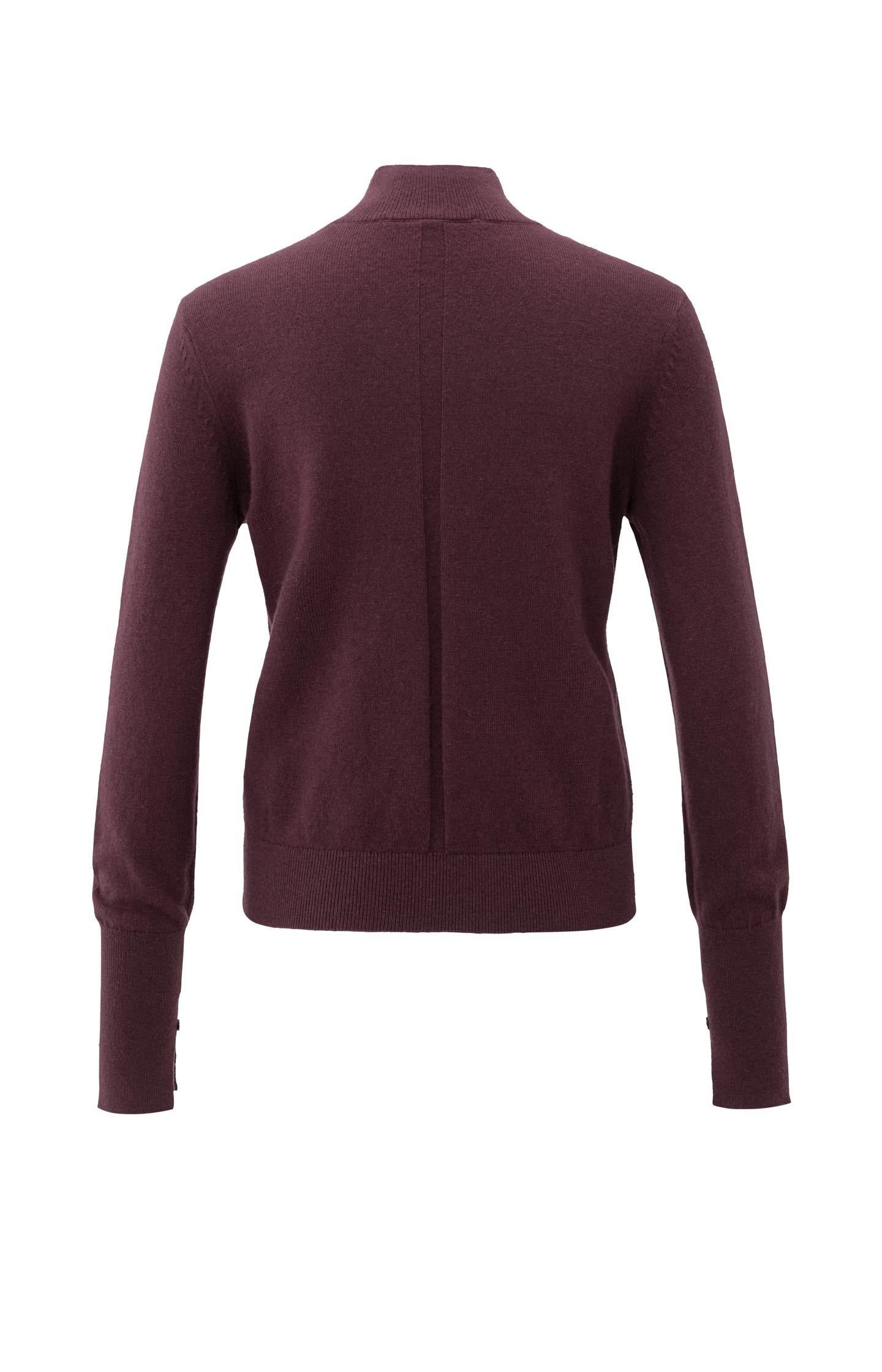 Fine knit sweater with mock neck and cut-out neckline