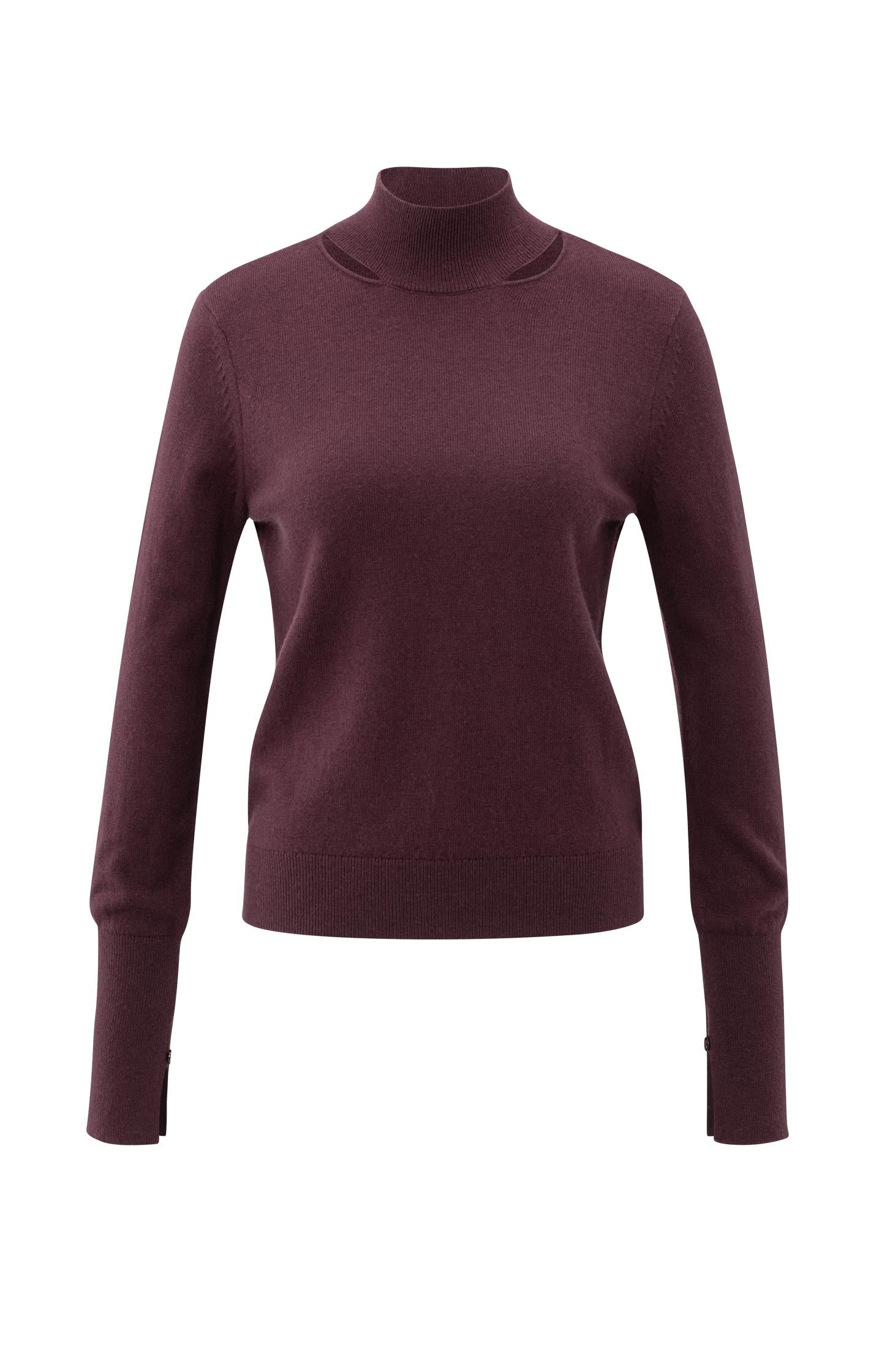 Fine knit sweater with mock neck and cut-out neckline - Type: product