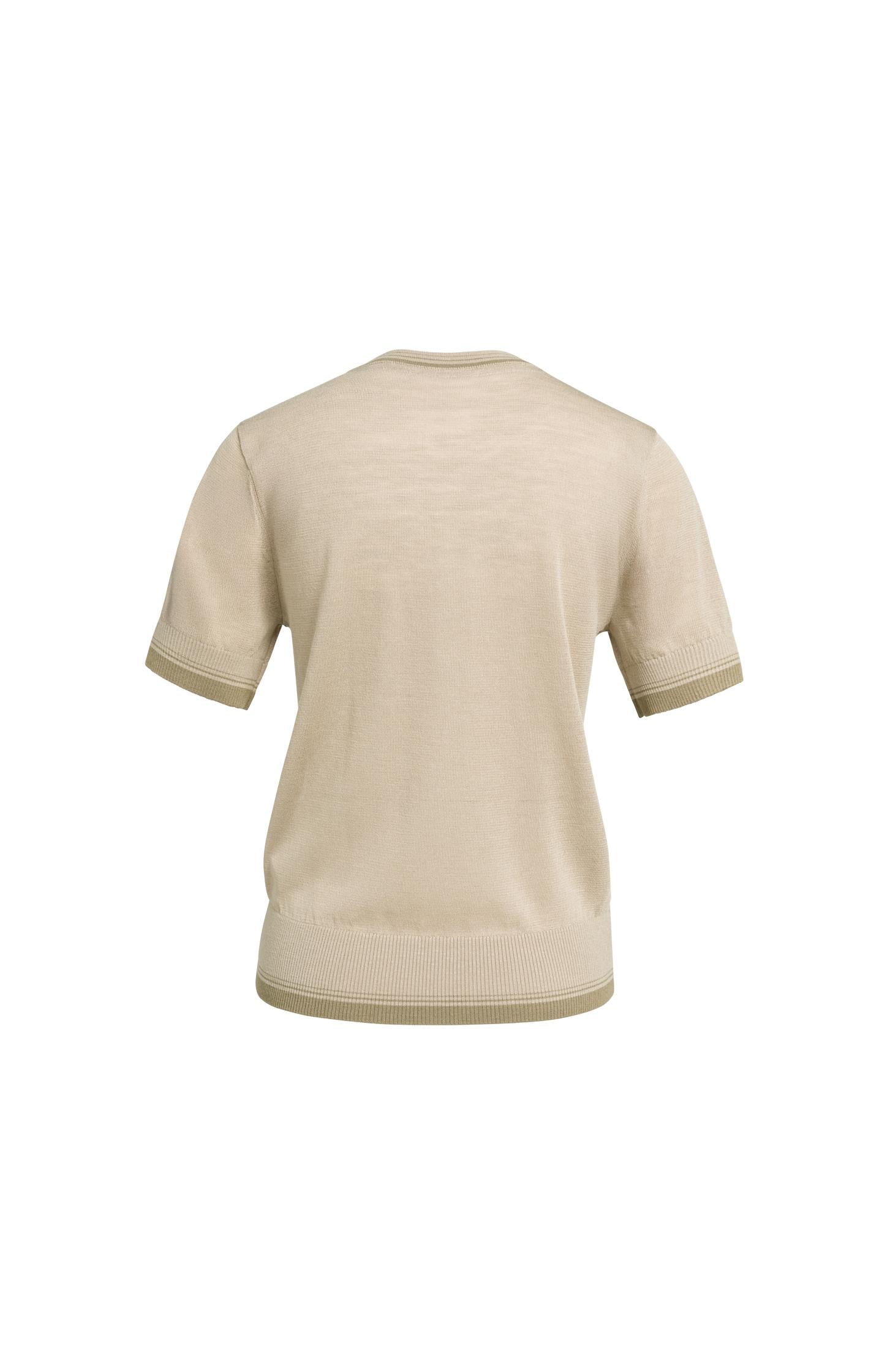 Fine-knit sweater with short sleeves and contrast trims