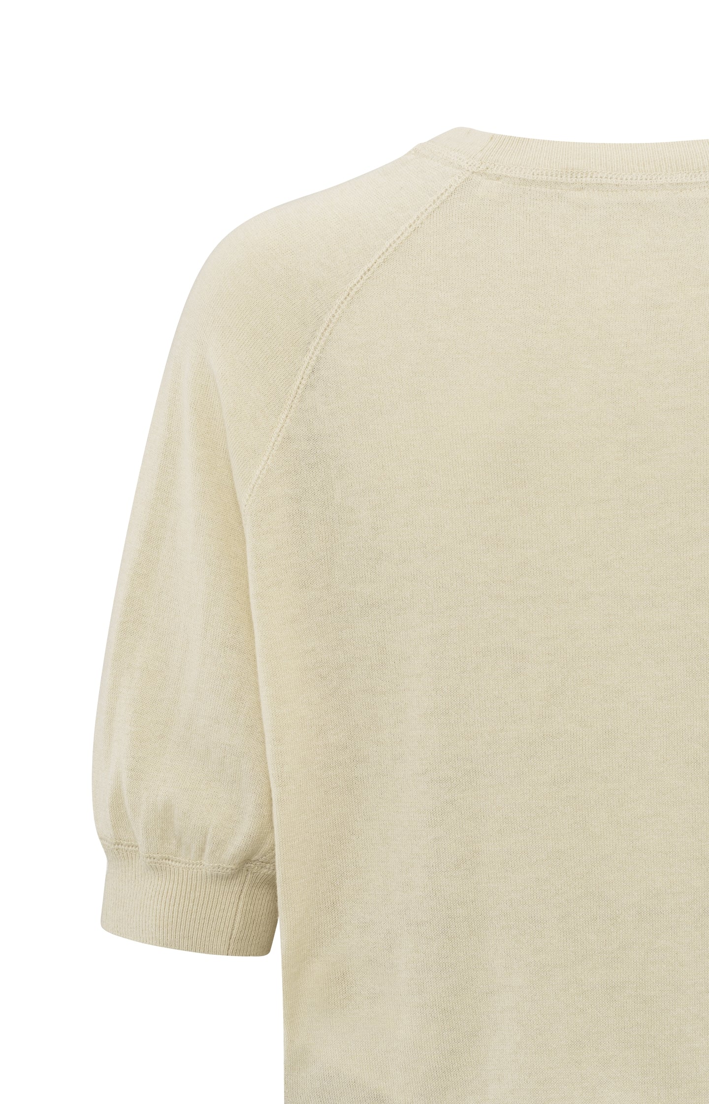 zandkleurige fijngebreide trui met korte mouwen - YAYA