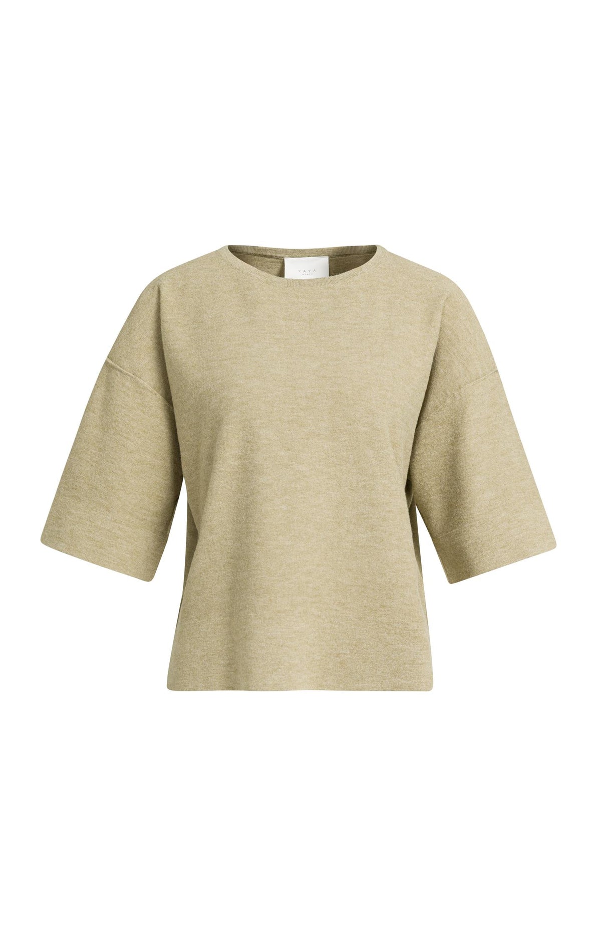 Fine knitted oversized T-shirt with half-length sleeves - Green