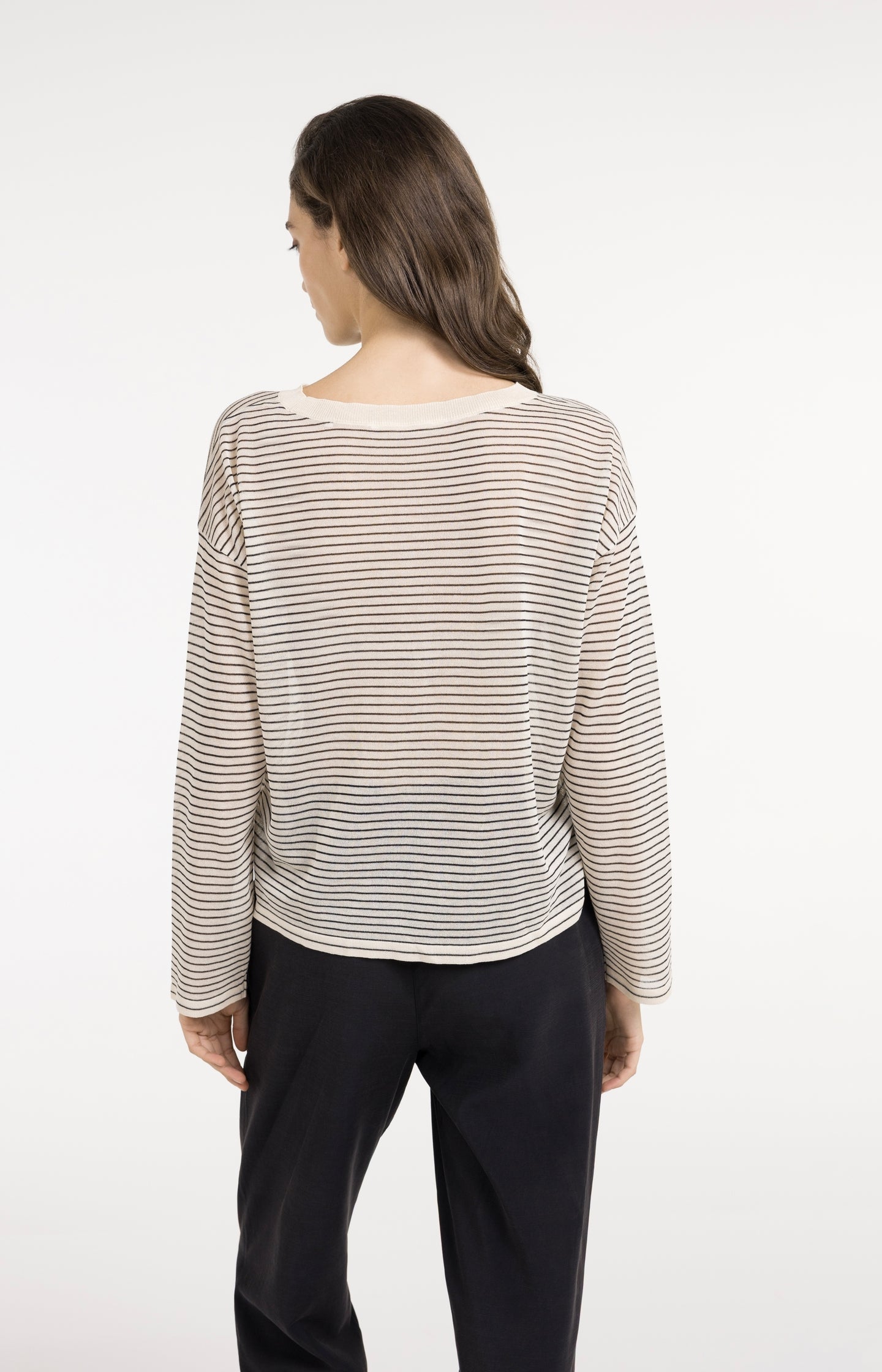 Fine-knitted striped sweater with a slightly sheer finish