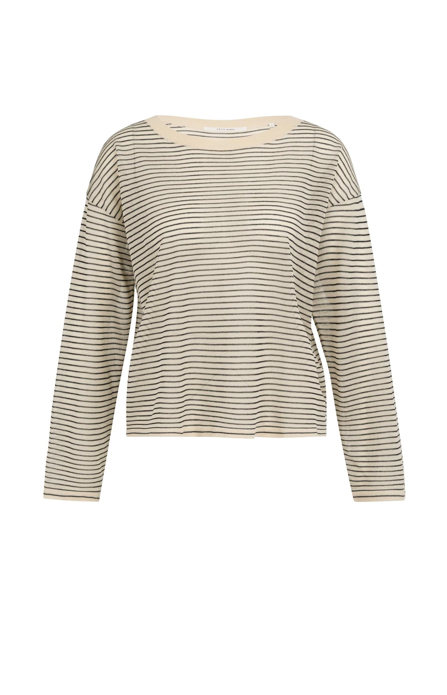 Fine-knitted striped sweater with a slightly sheer finish