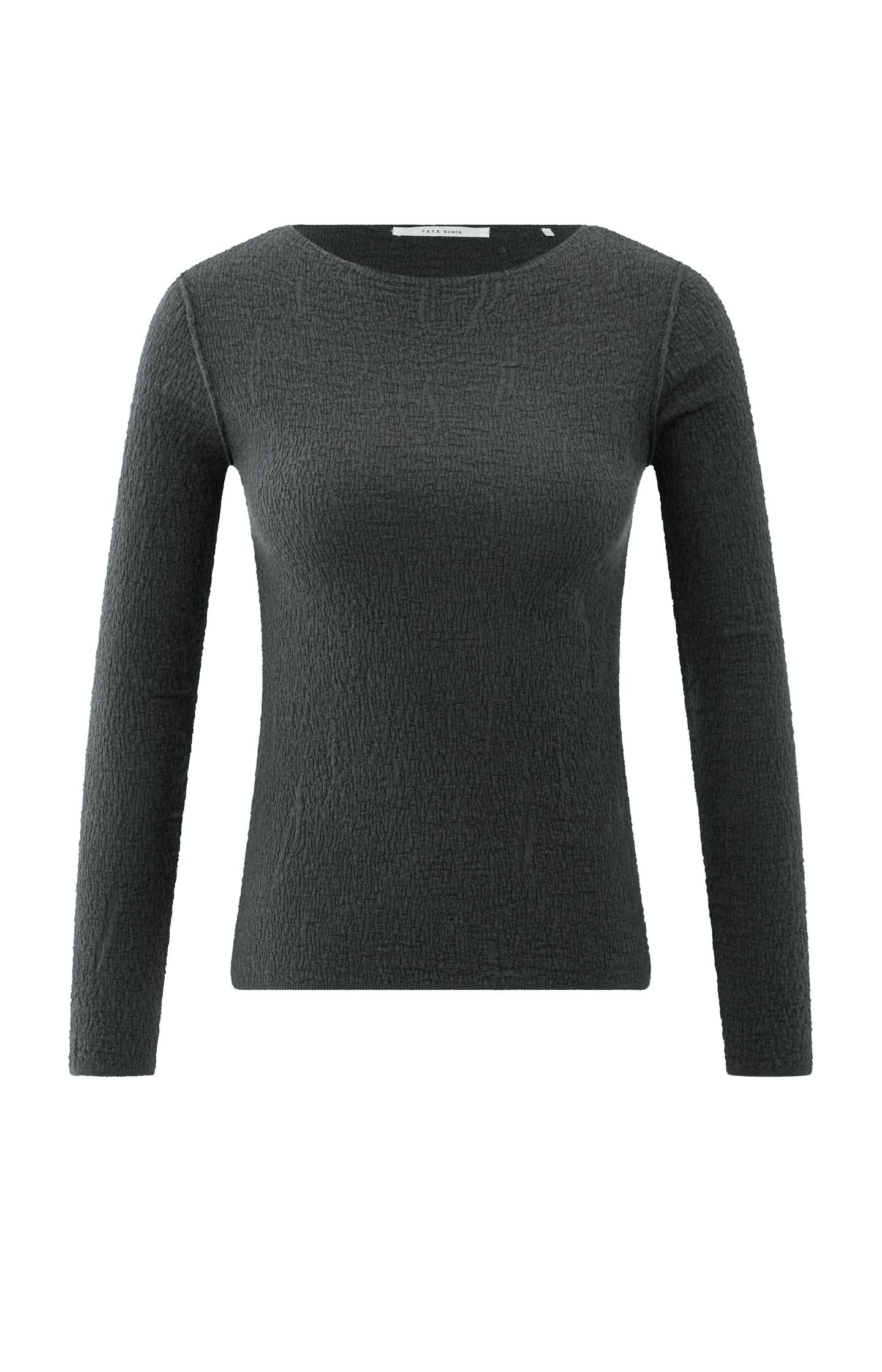 Fine knitted top with texture and long sleeves - Type: product