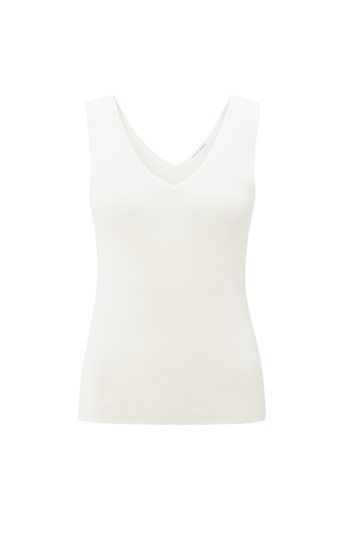 Fine rib knitted tank top with V-neckline - Type: product
