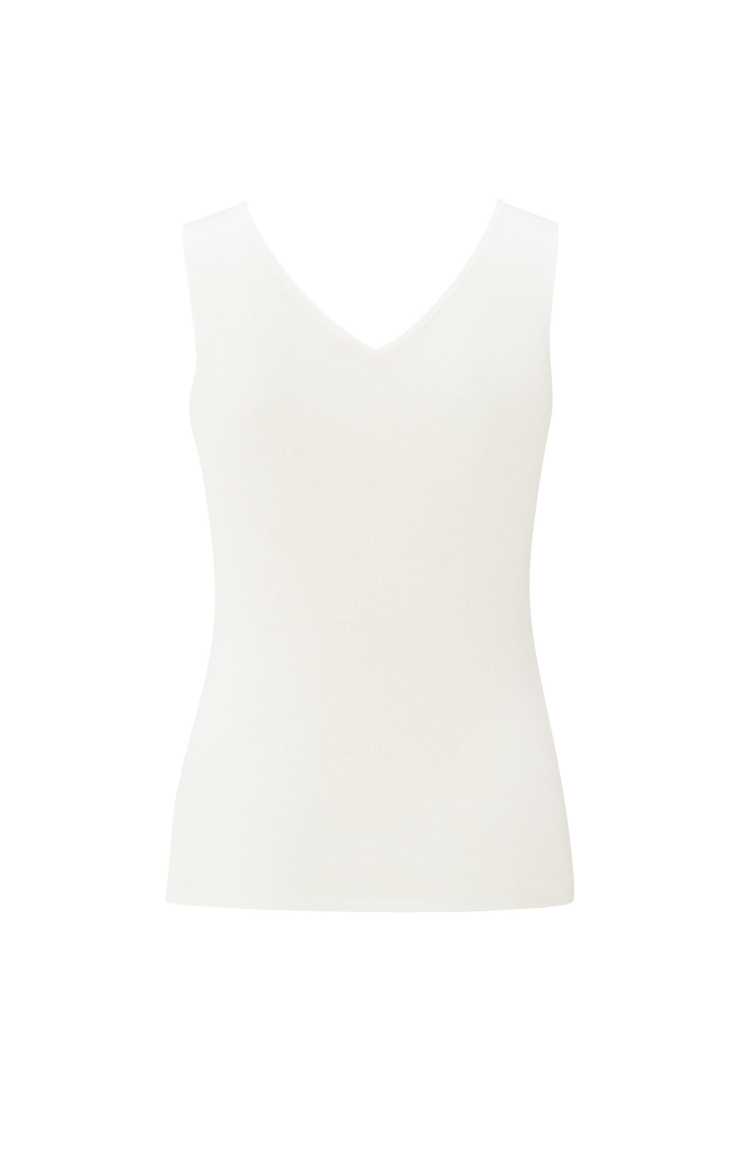 Fine rib knitted tank top with V-neckline