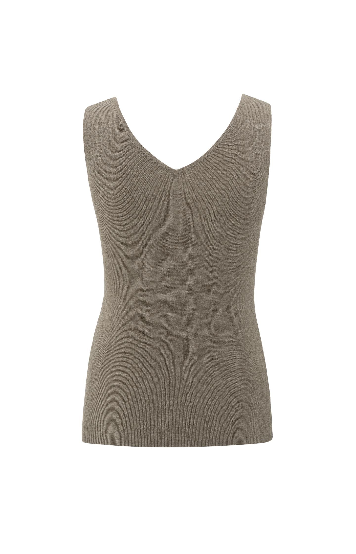 Fine rib knitted tank top with V-neckline