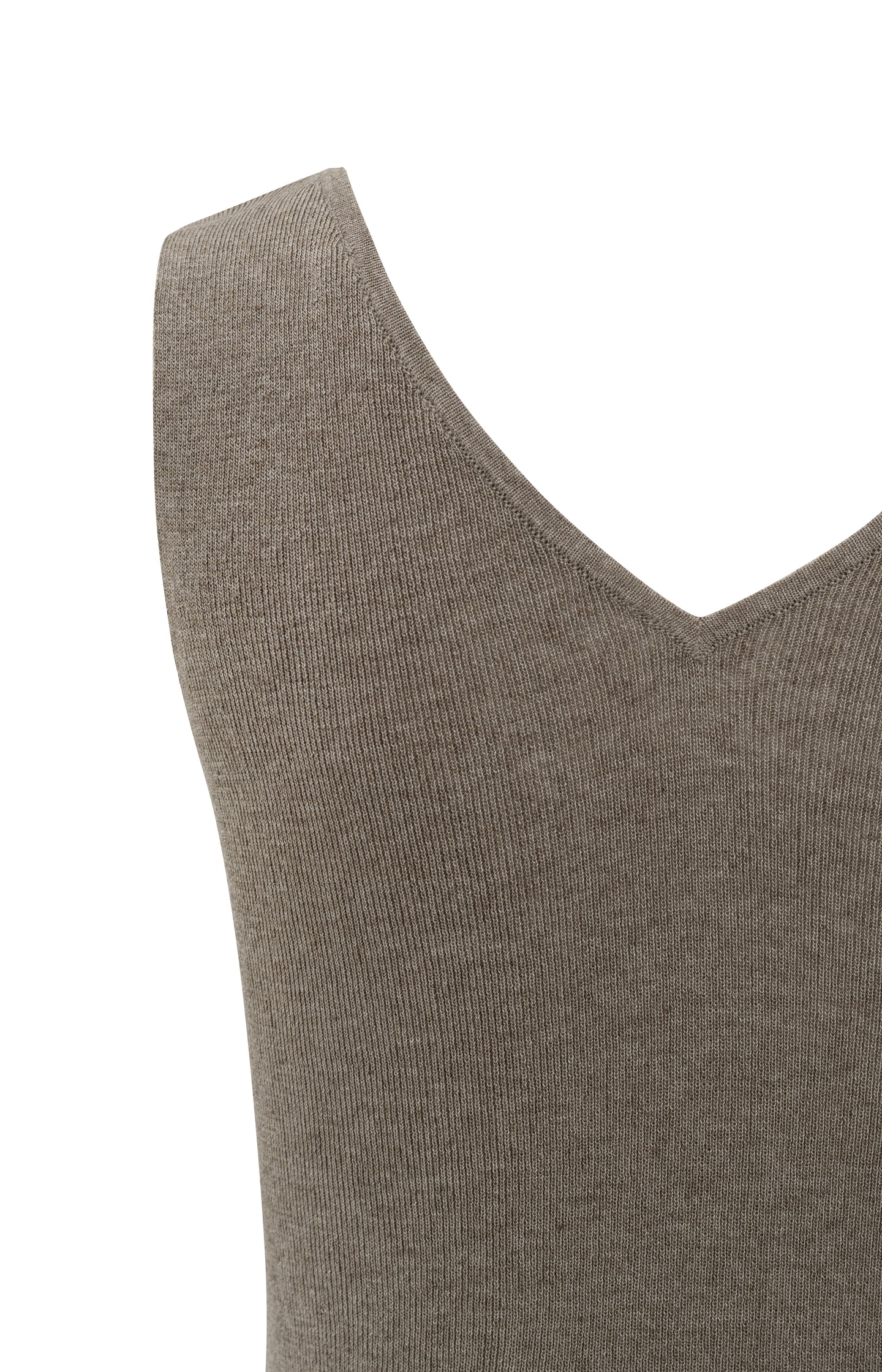 Fine rib knitted tank top with V-neckline