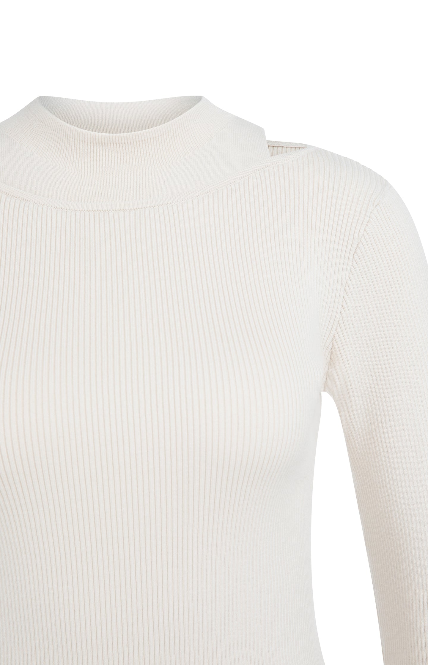 Fine ribbed sweater with layered neckline and fitted fit