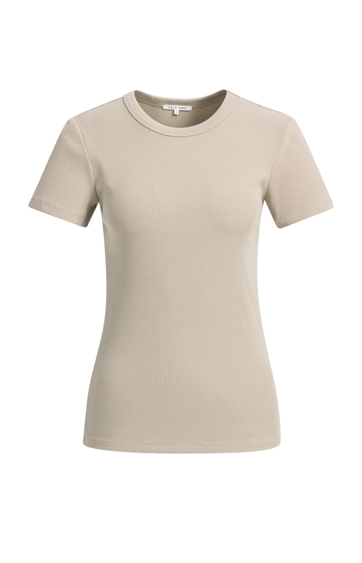 Fitted ribbed T-shirt with round neck - Pavement Grey