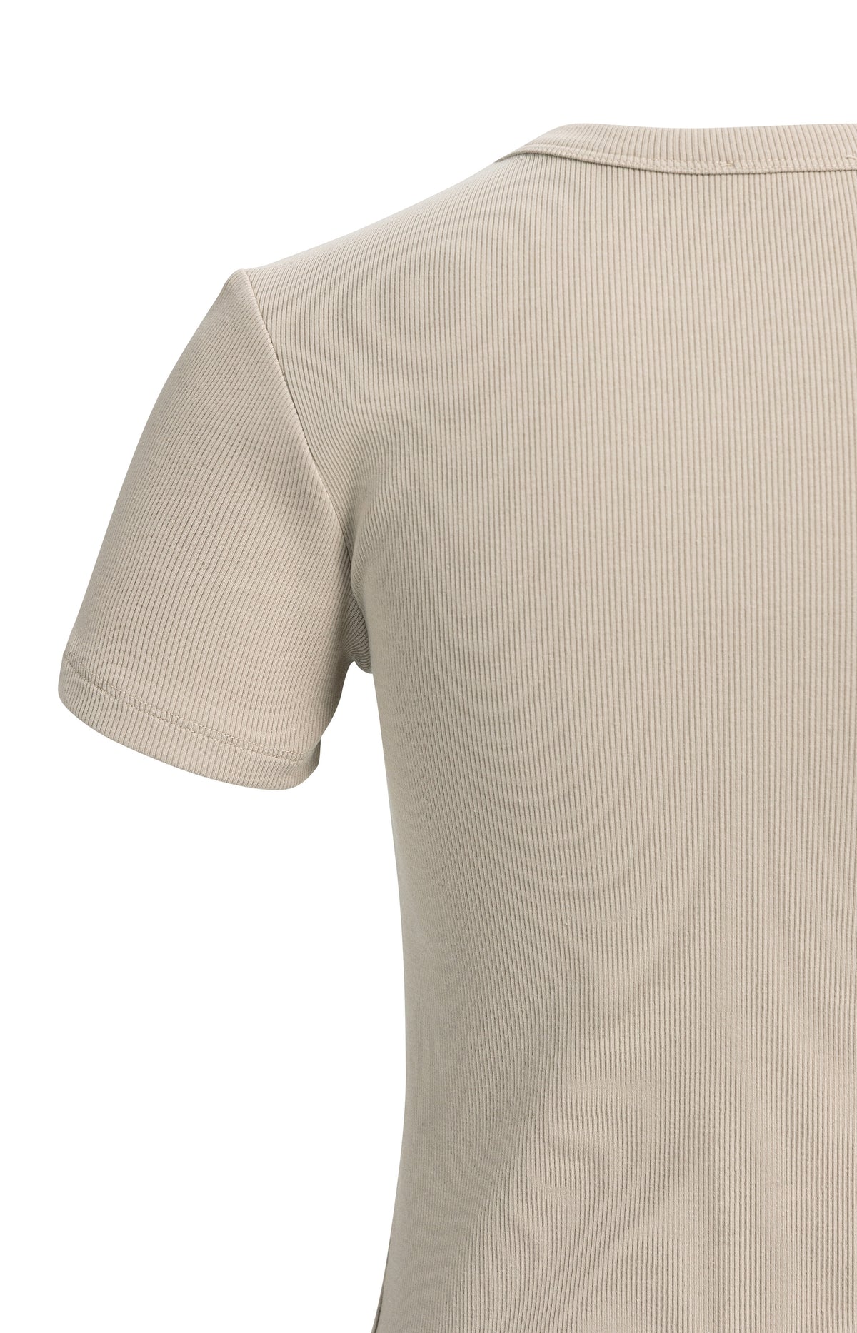 Fitted ribbed T-shirt with round neck - Pure Cashmere Grey