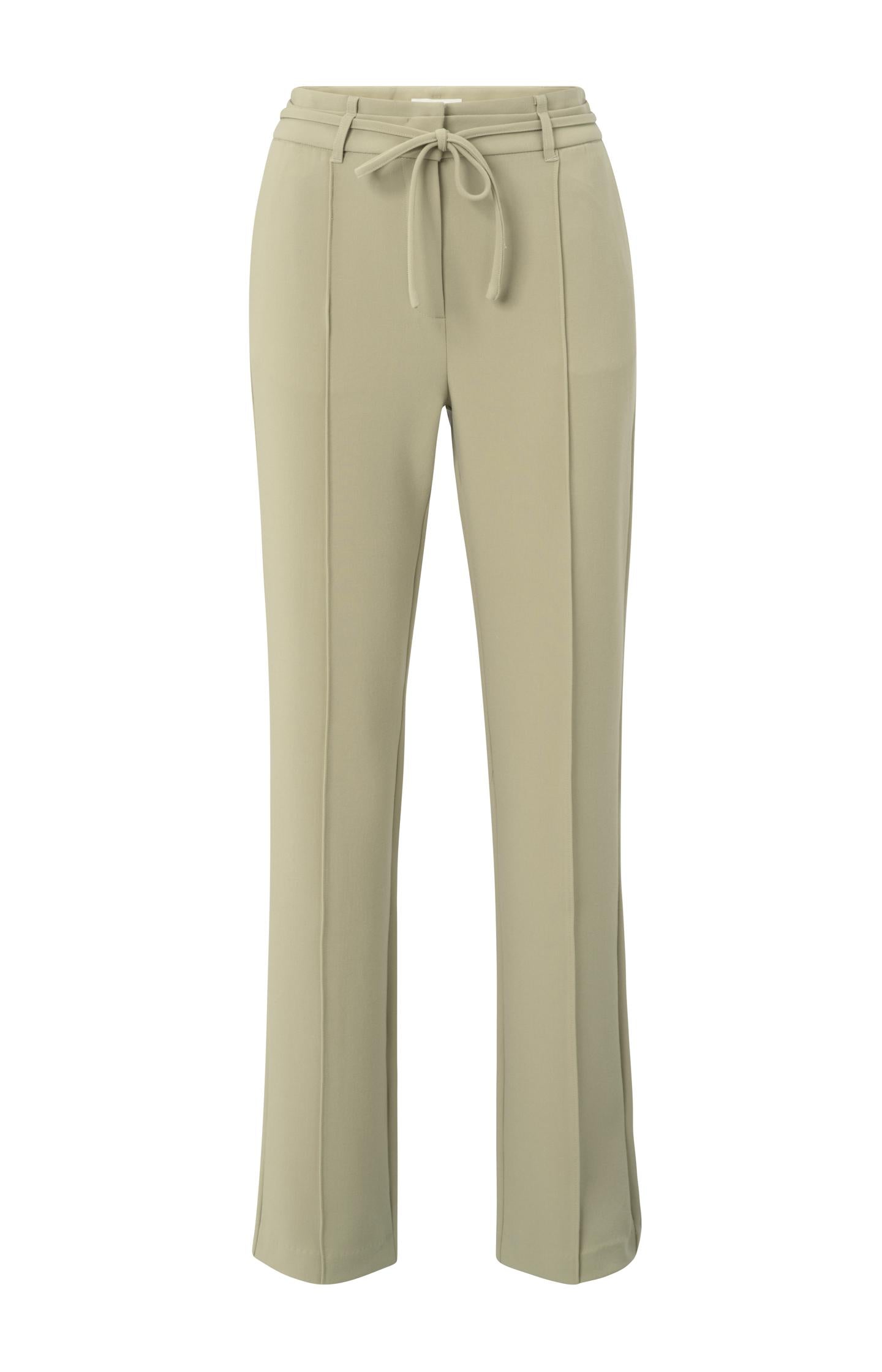 Woven straight trousers with tie belt - Type: product