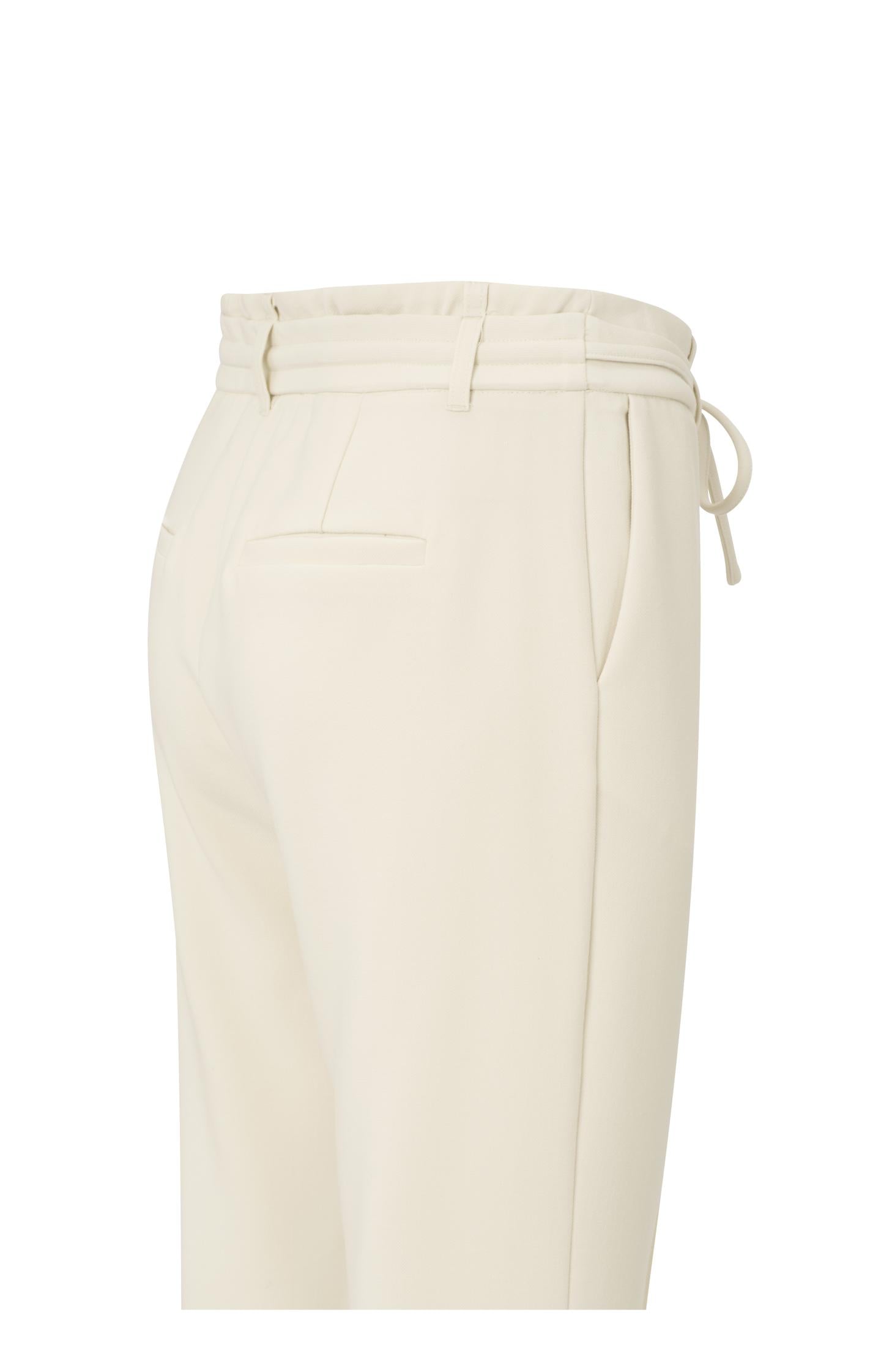 Woven straight trousers with tie belt