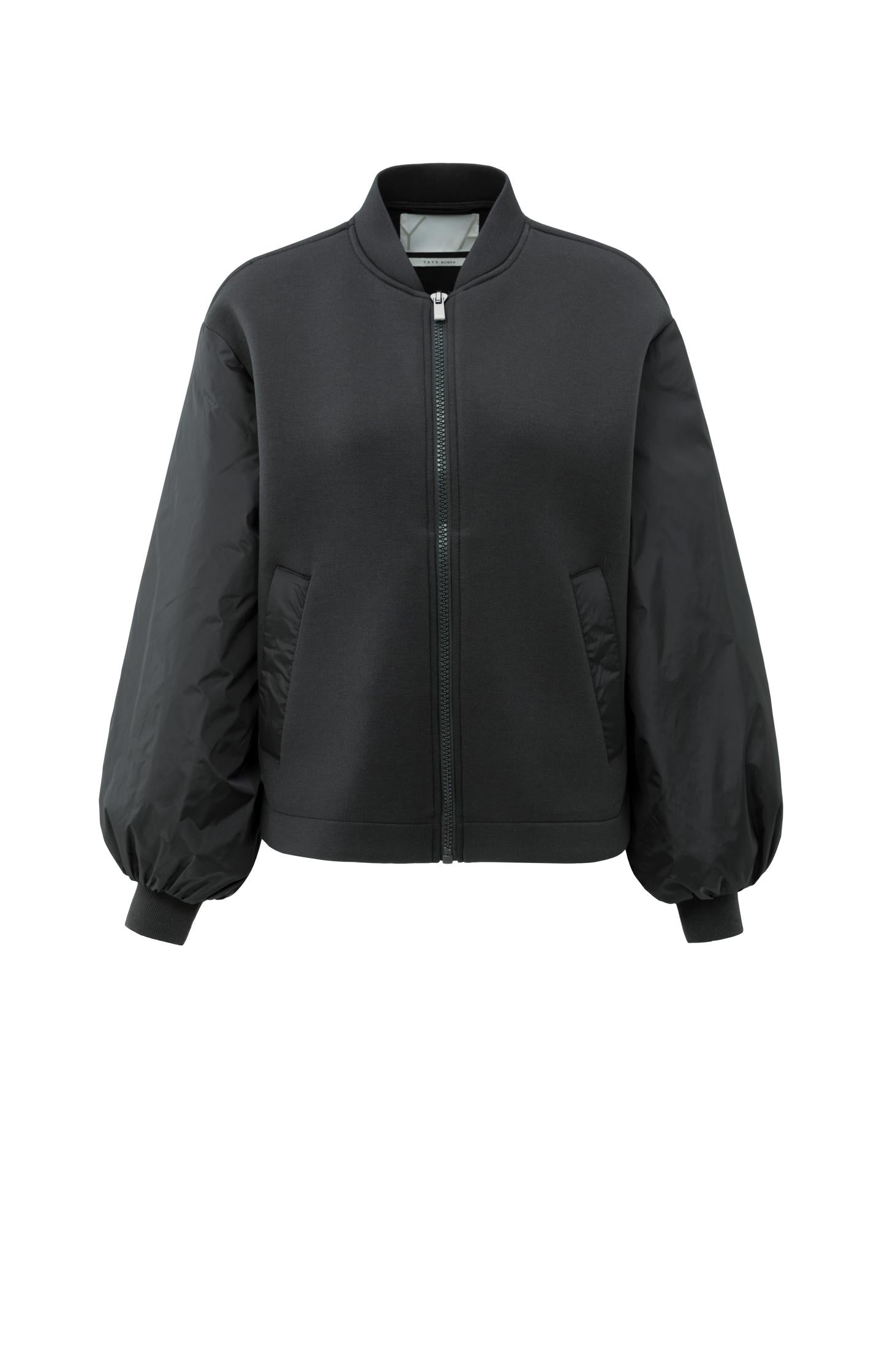 Fleece bomber jacket with nylon sleeves - Type: product