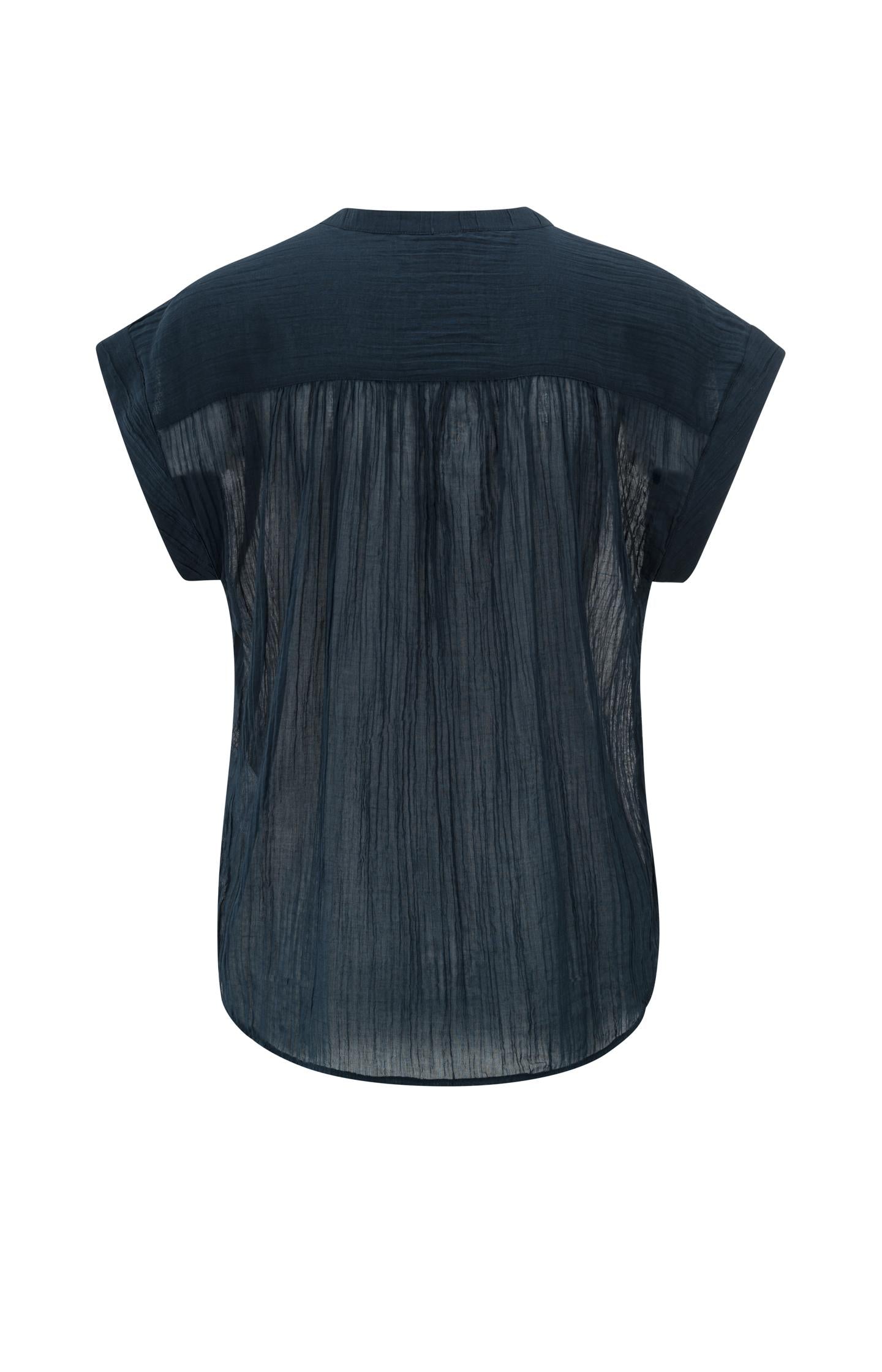 Flowy blouse with polo collar and cap sleeves