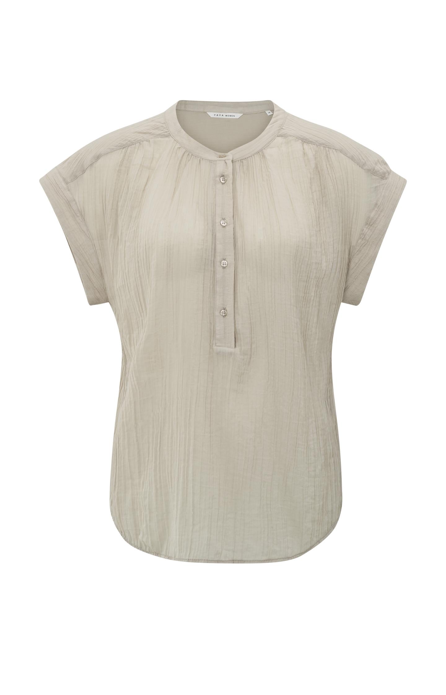 Flowy blouse with polo collar and cap sleeves - Type: product