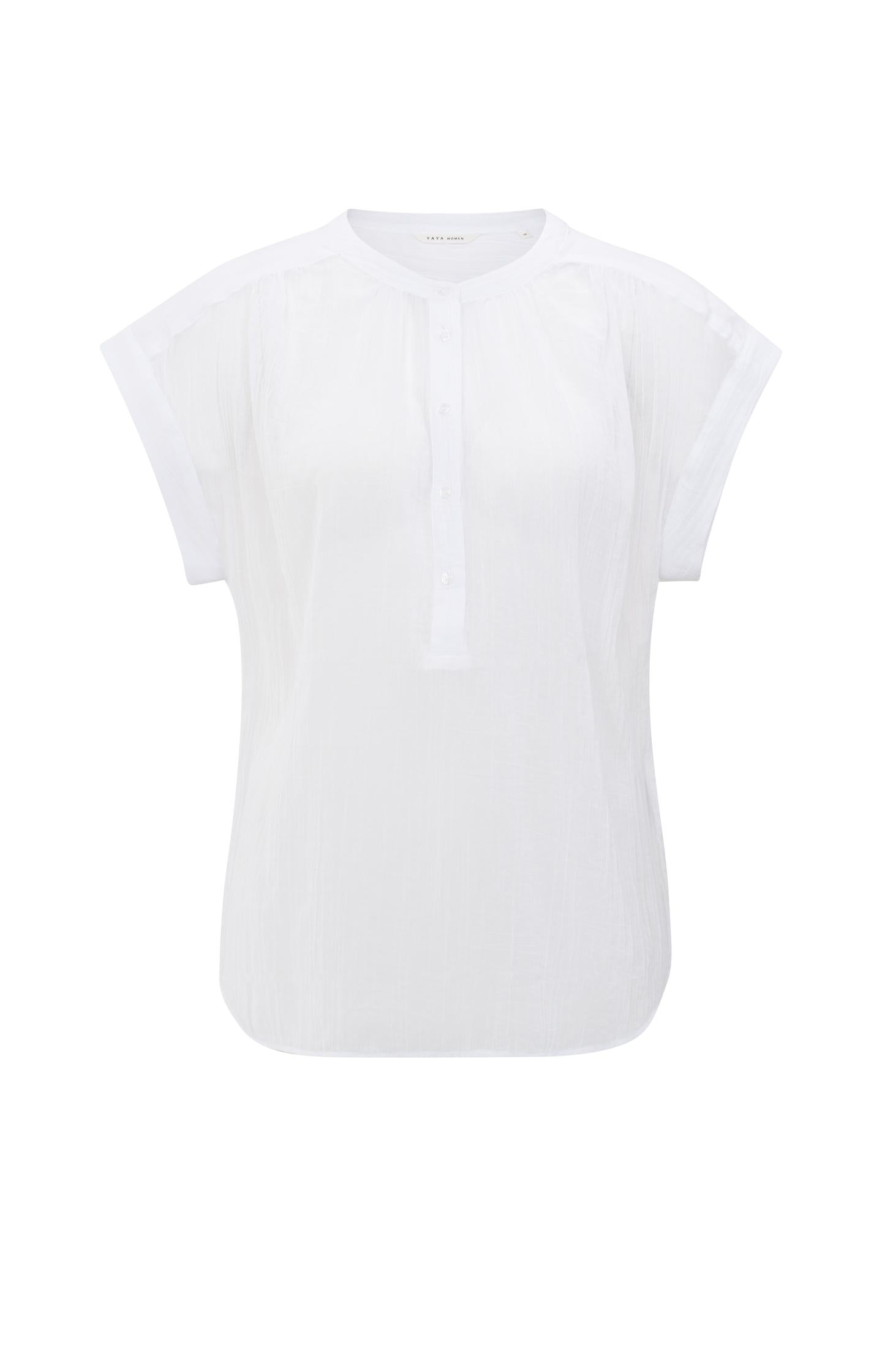 Flowy blouse with polo collar and cap sleeves