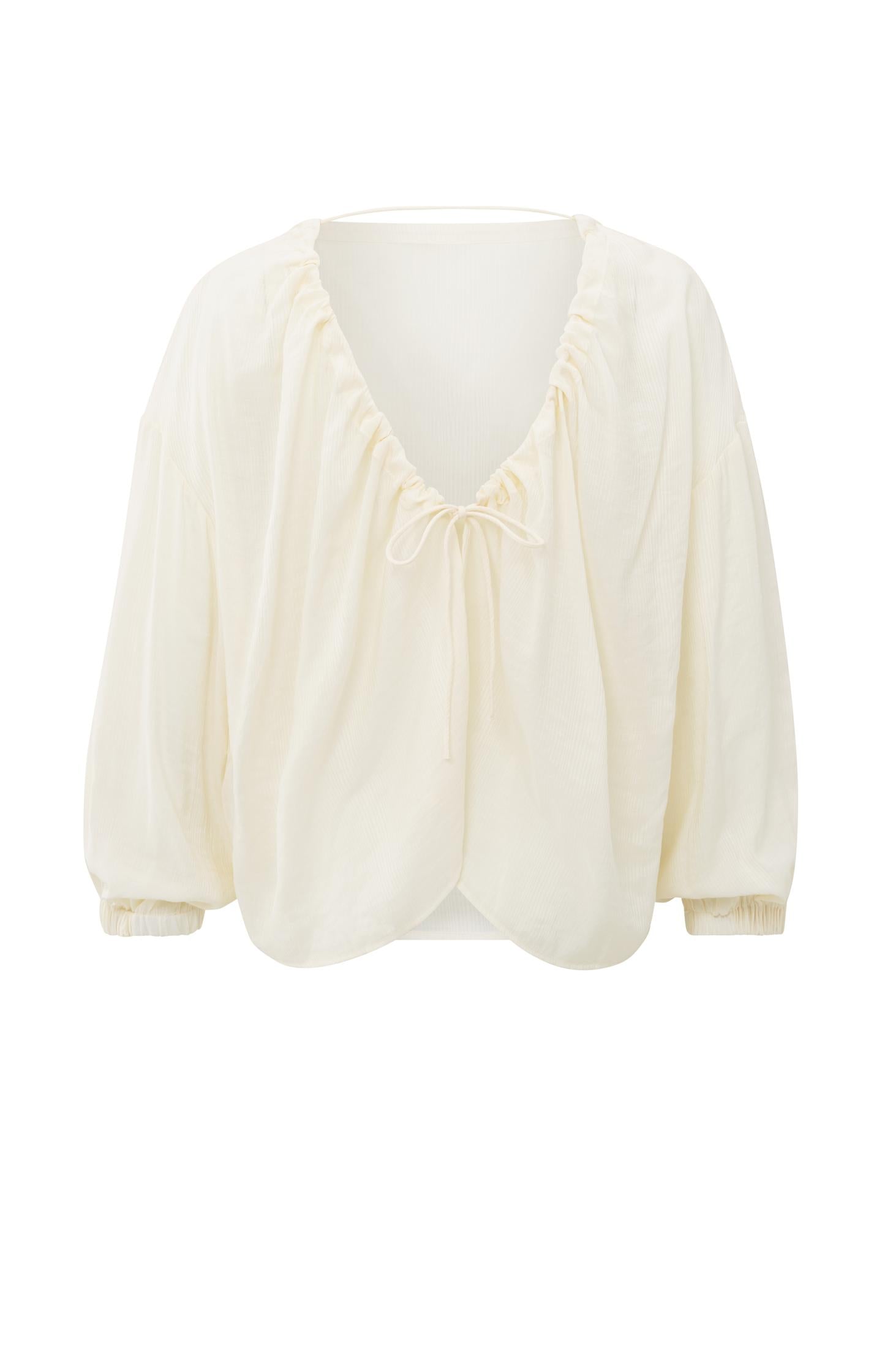 Flowy crinkle top with open back and tie detail