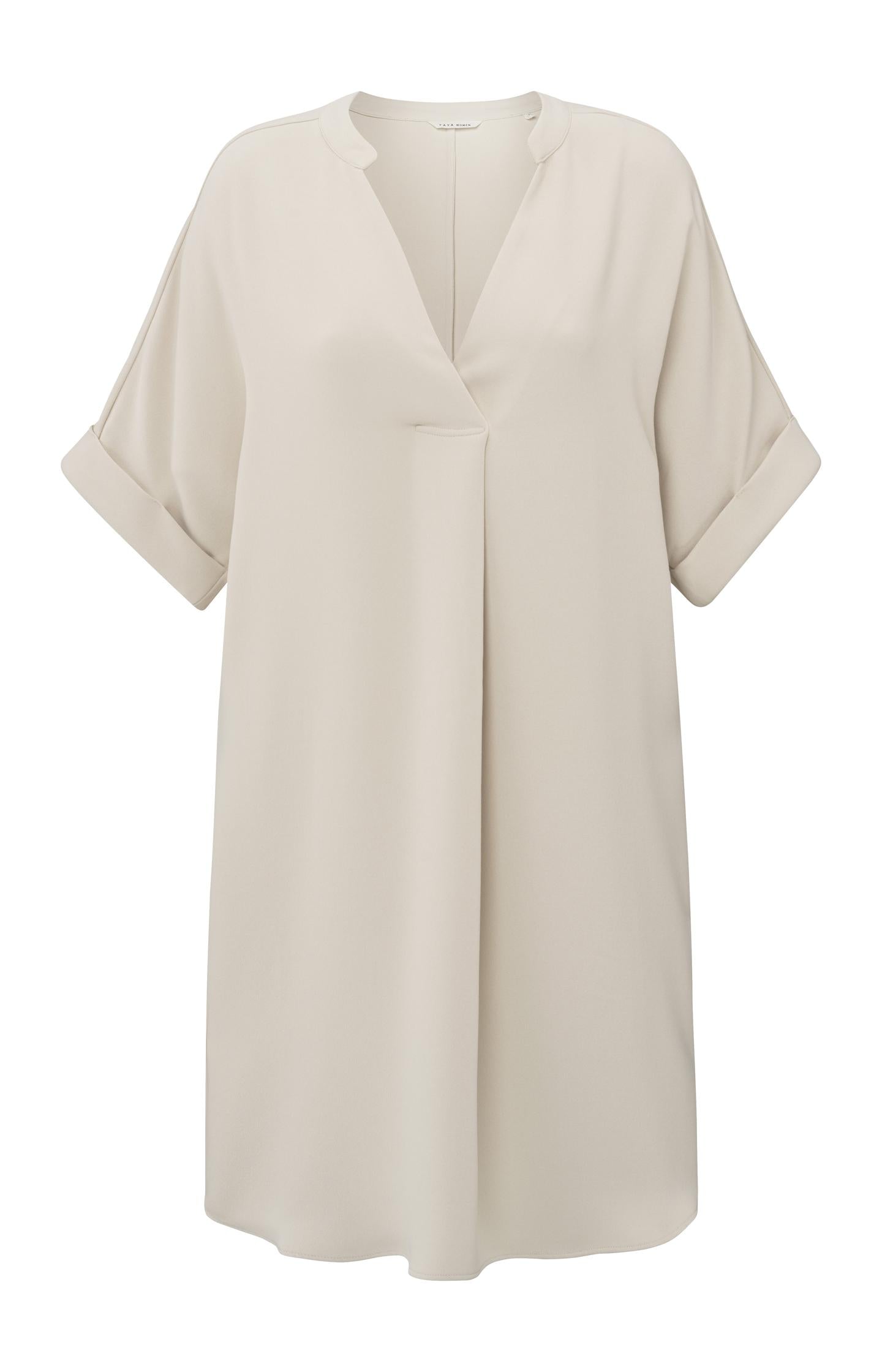 Flowy dress with V-neck and folded sleeves - Type: product