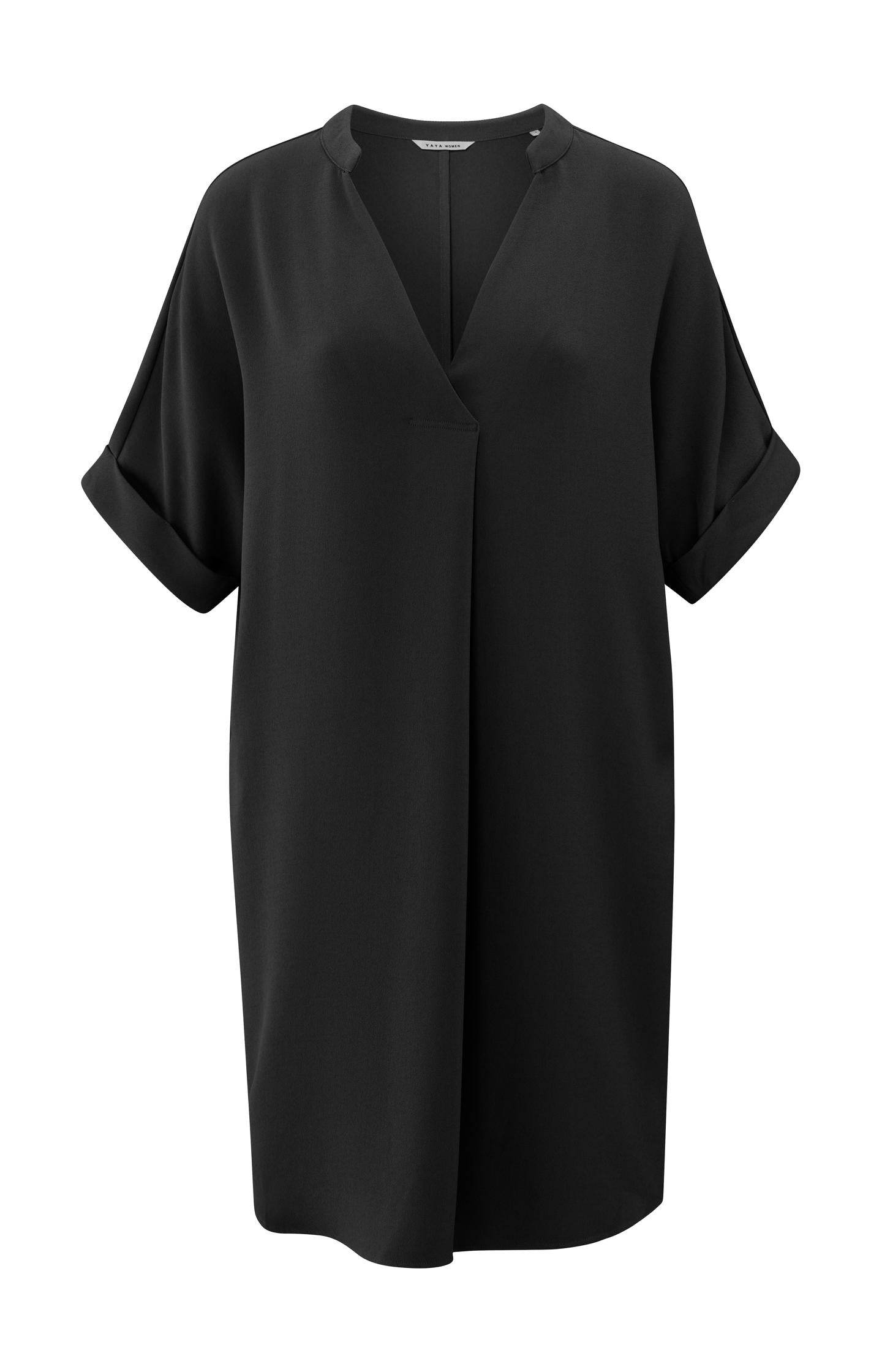 Flowy dress with V-neck and folded sleeves - Type: product