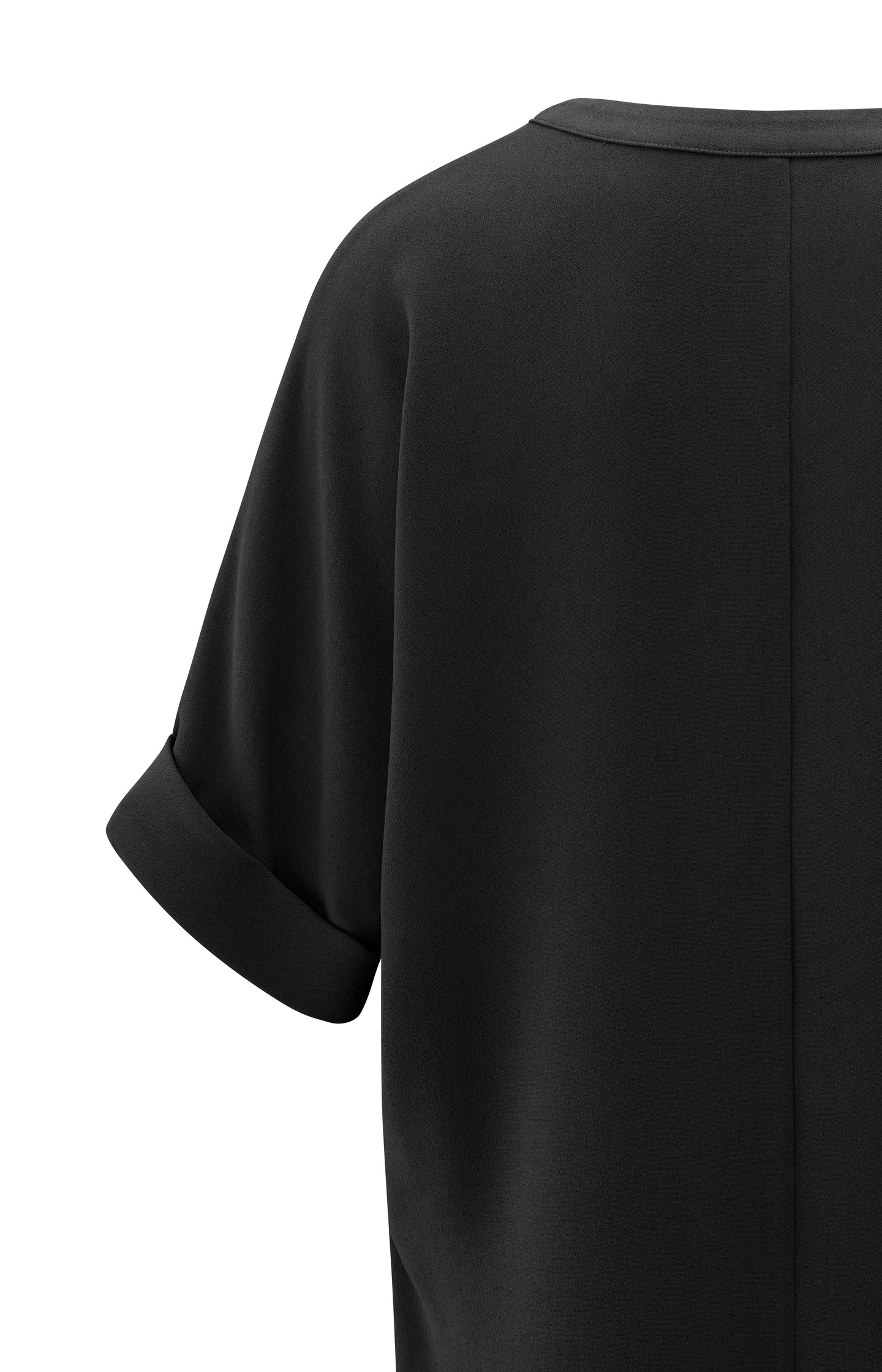 Flowy dress with V-neck and folded sleeves