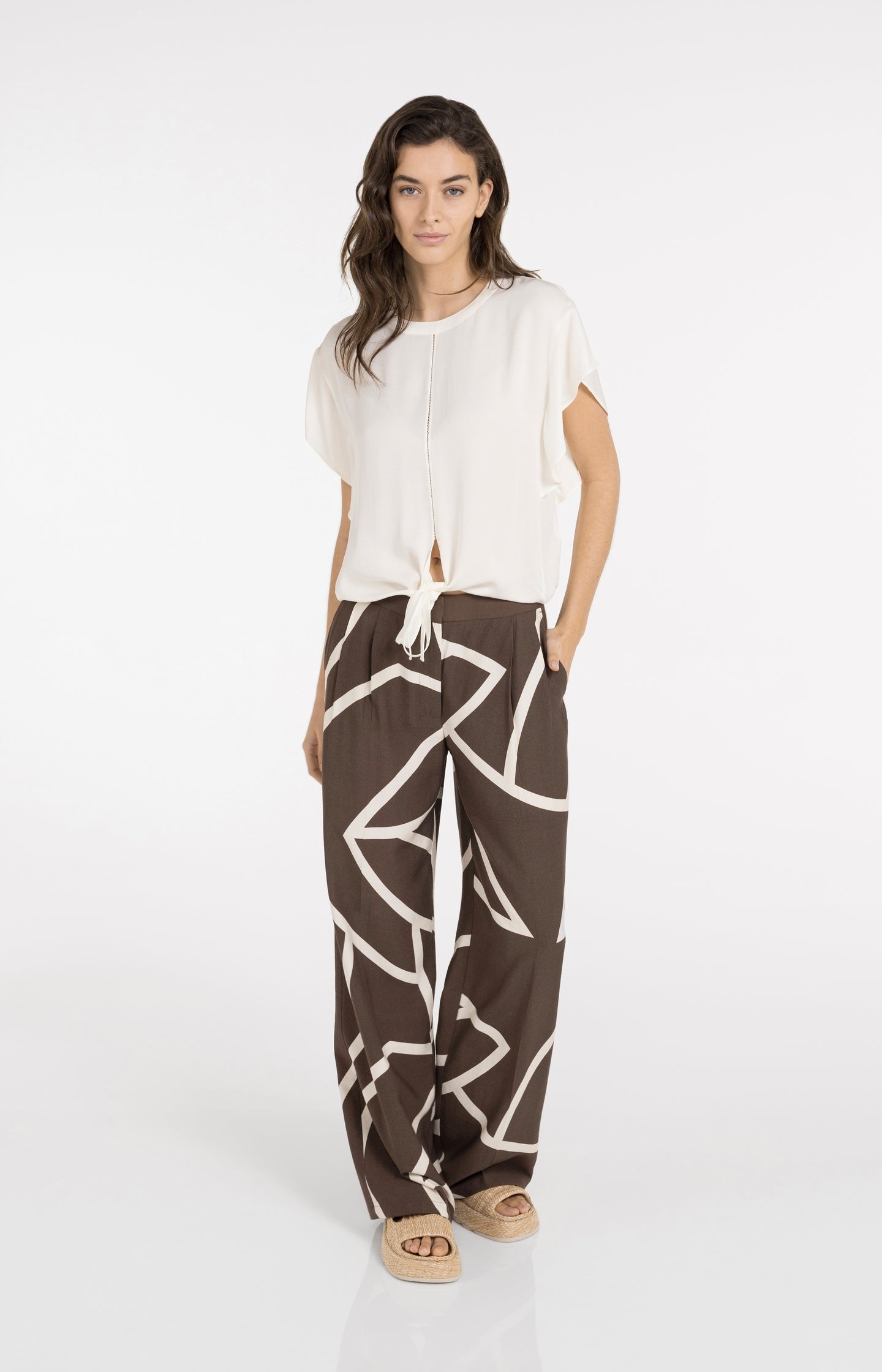 Flowy top with knot detail and elastic hem