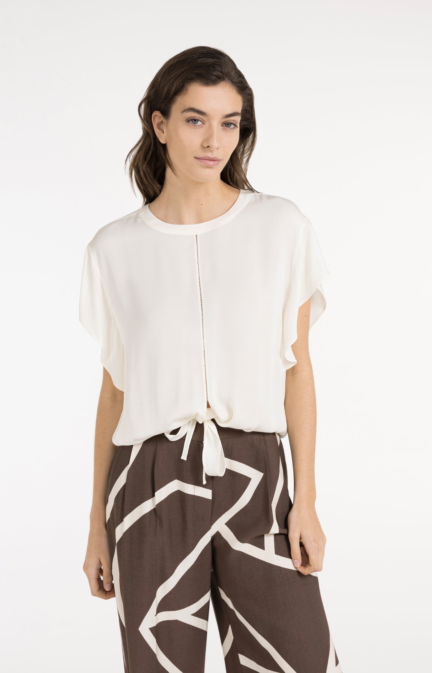Flowy top with knot detail and elastic hem