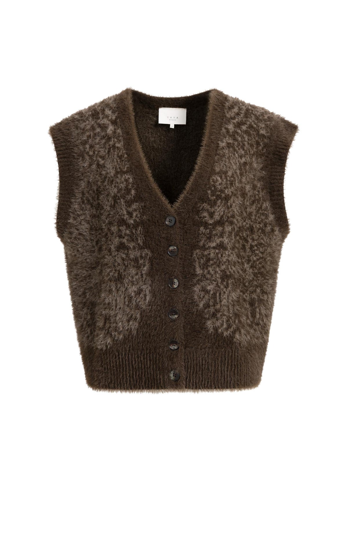 Fluffy spencer met patroon - Delicioso Brown Dessin