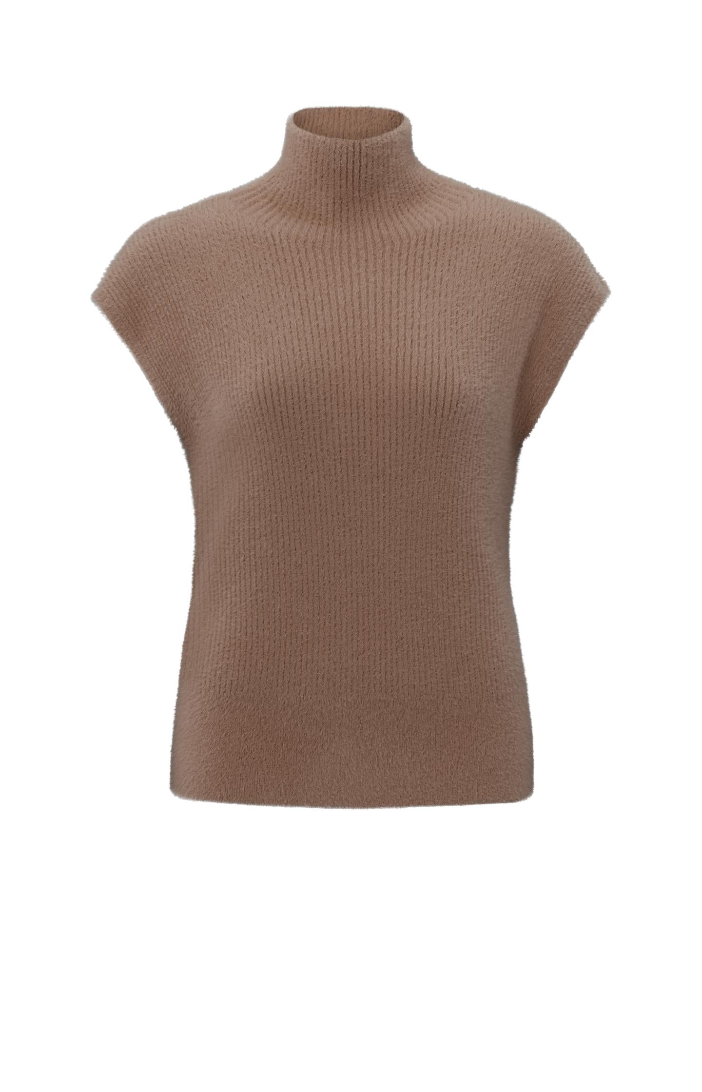 Fluffy sleeveless sweater with high neck and fitted fit - Type: product