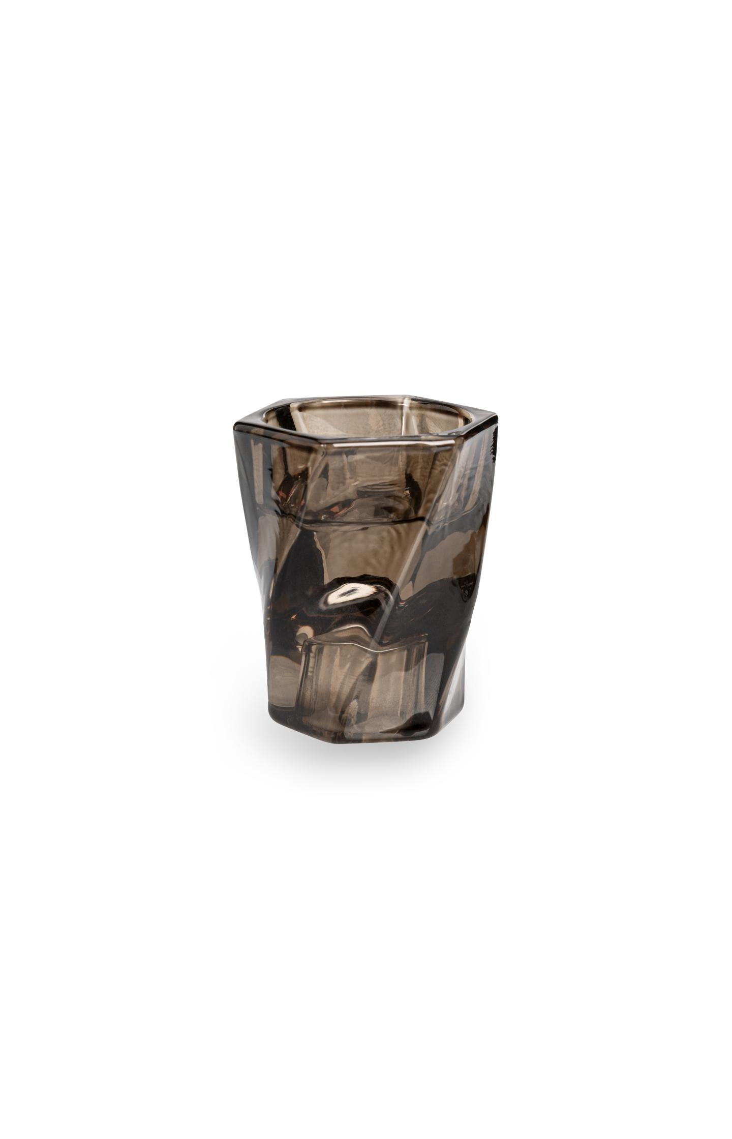 Glass candle holder with swirl design - Type: product