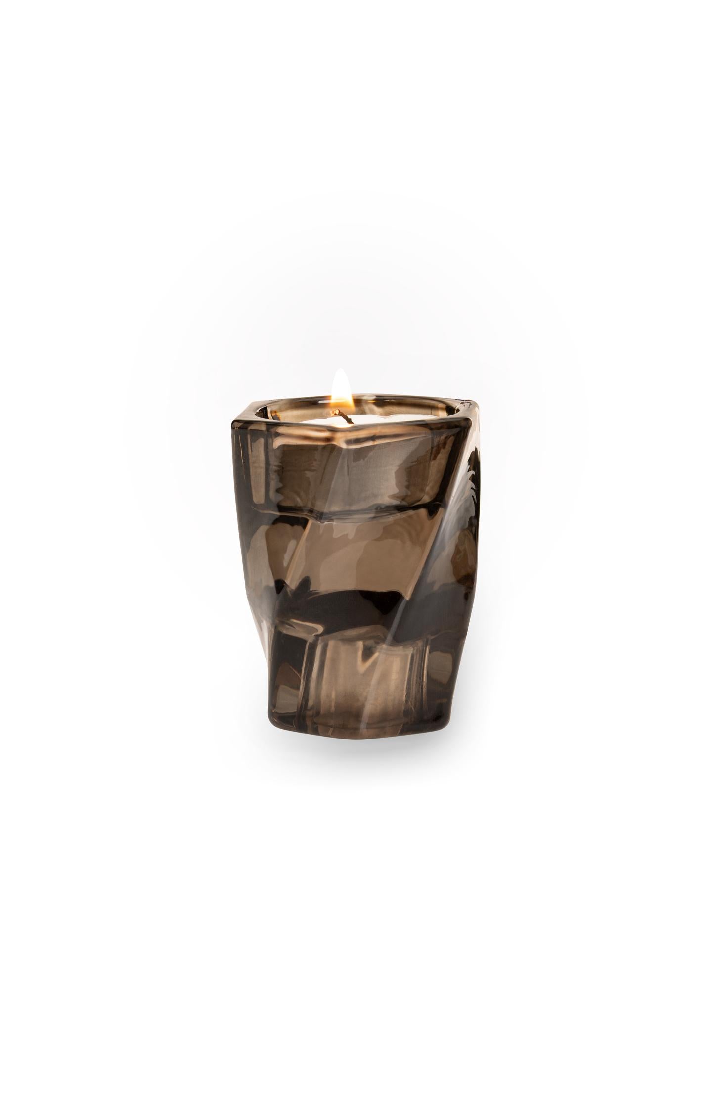Glass candle holder with swirl design - Type: product