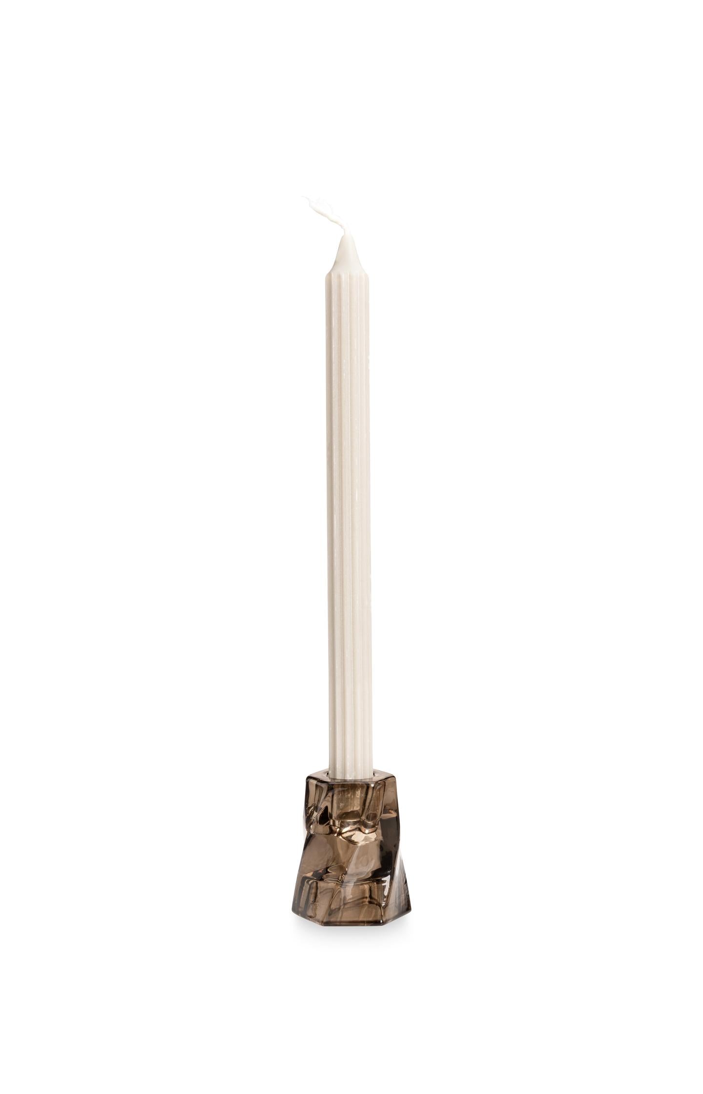 Glass candle holder with swirl design - Type: product