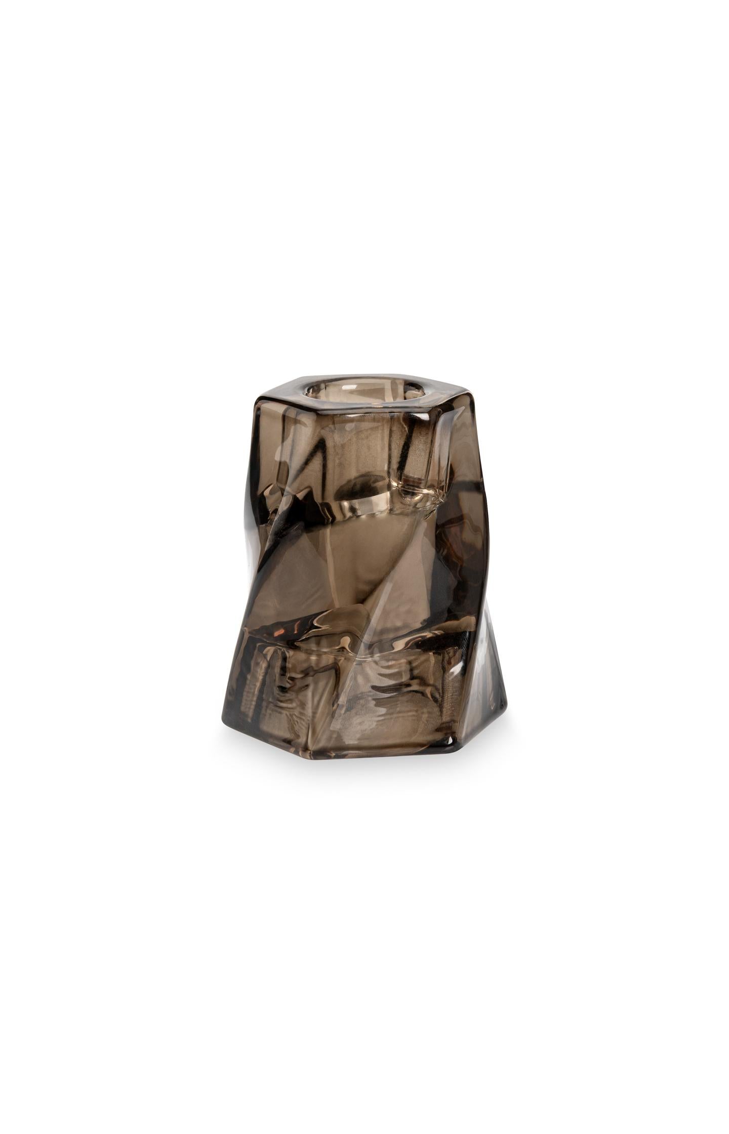 Glass candle holder with swirl design - Type: product