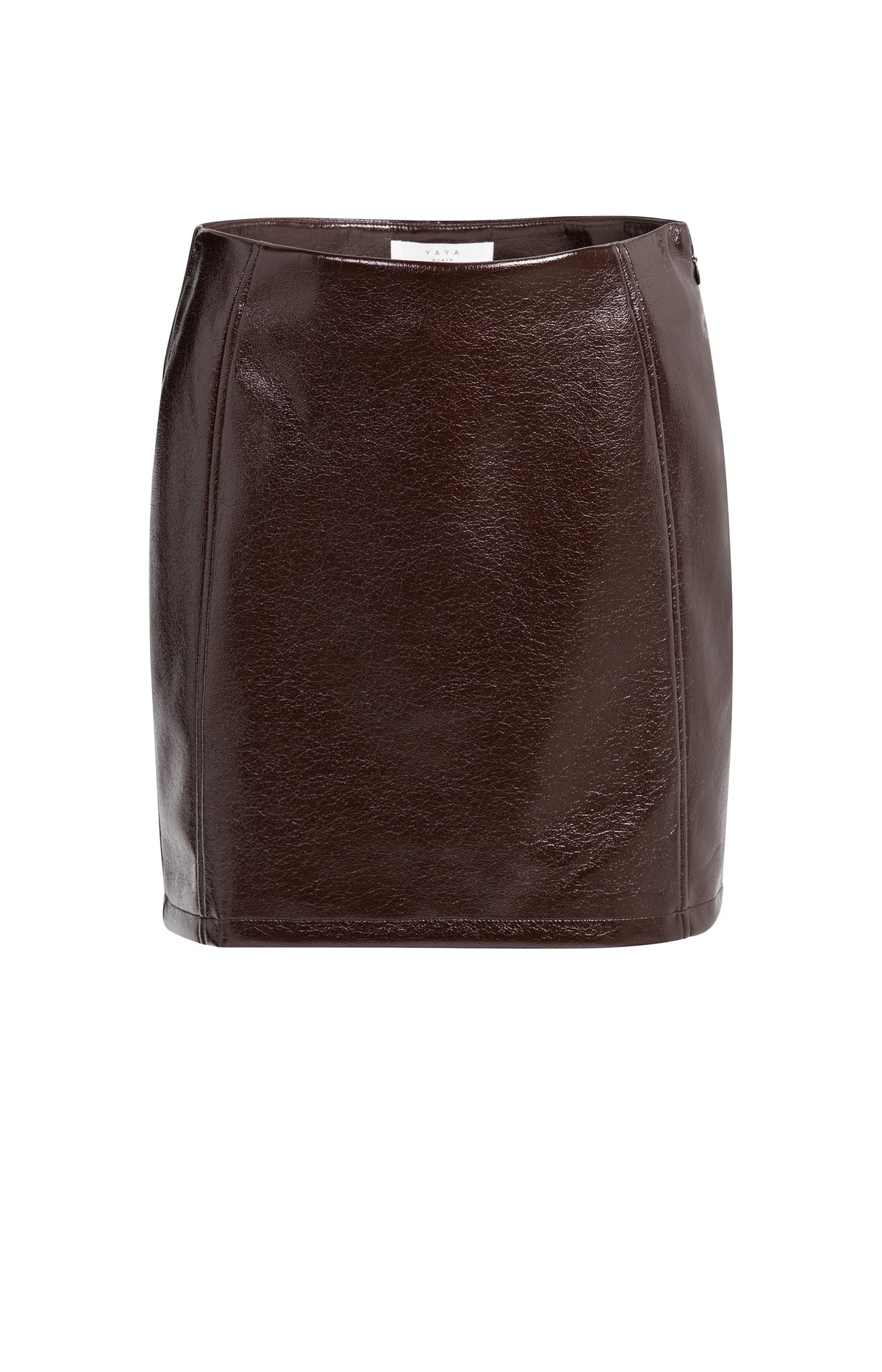 Glossy faux leather mini skirt - Bitter Chocolate Red