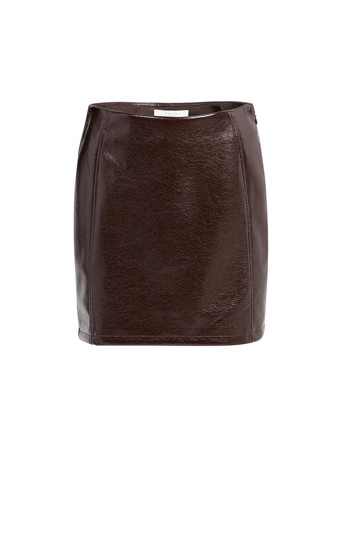 Glossy faux leather mini skirt - Bitter Chocolate Red